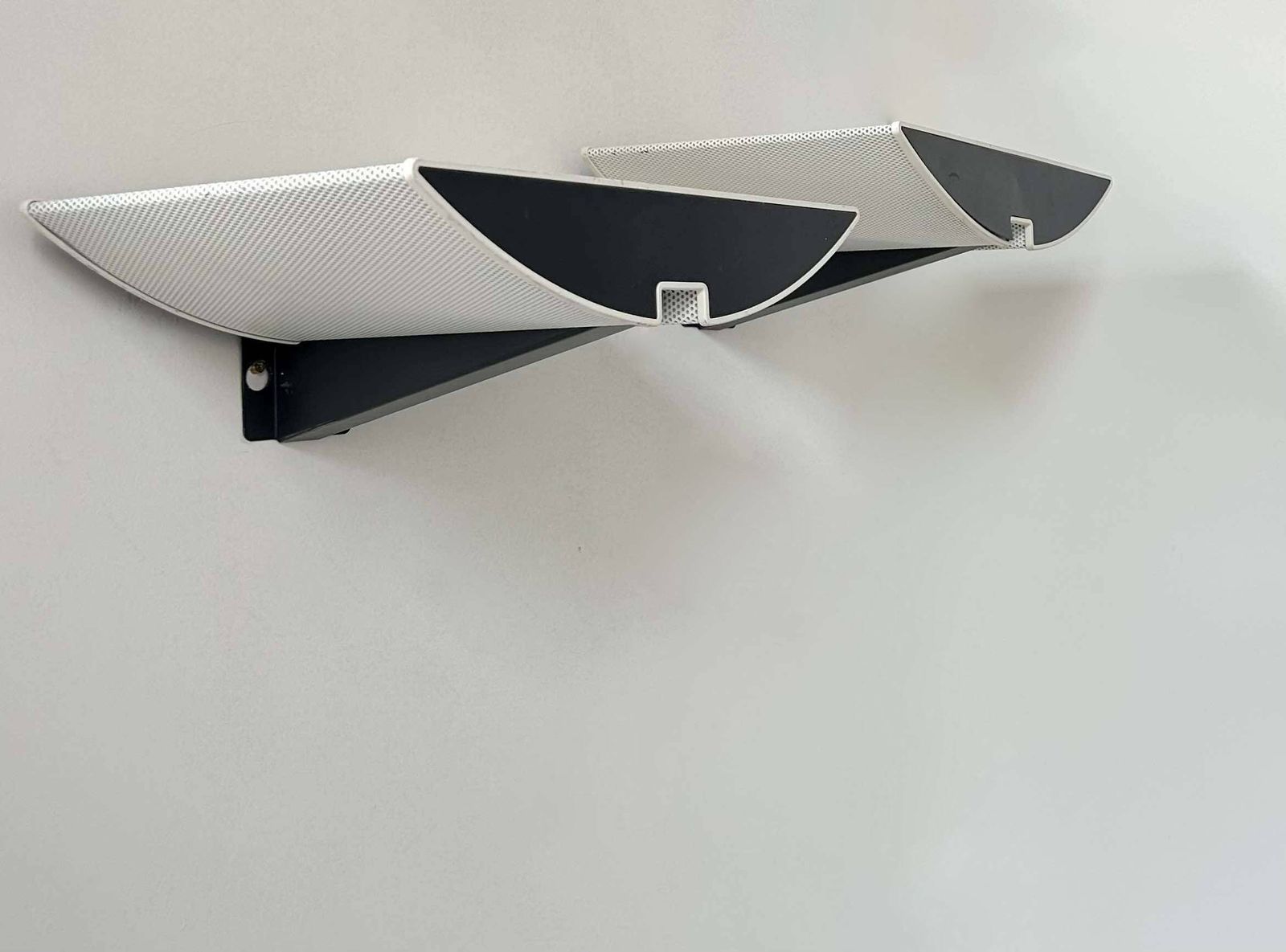 photo for sale Pair Of Modernist Wall Lights, Black And White Lacquered Metal, Italy 1980