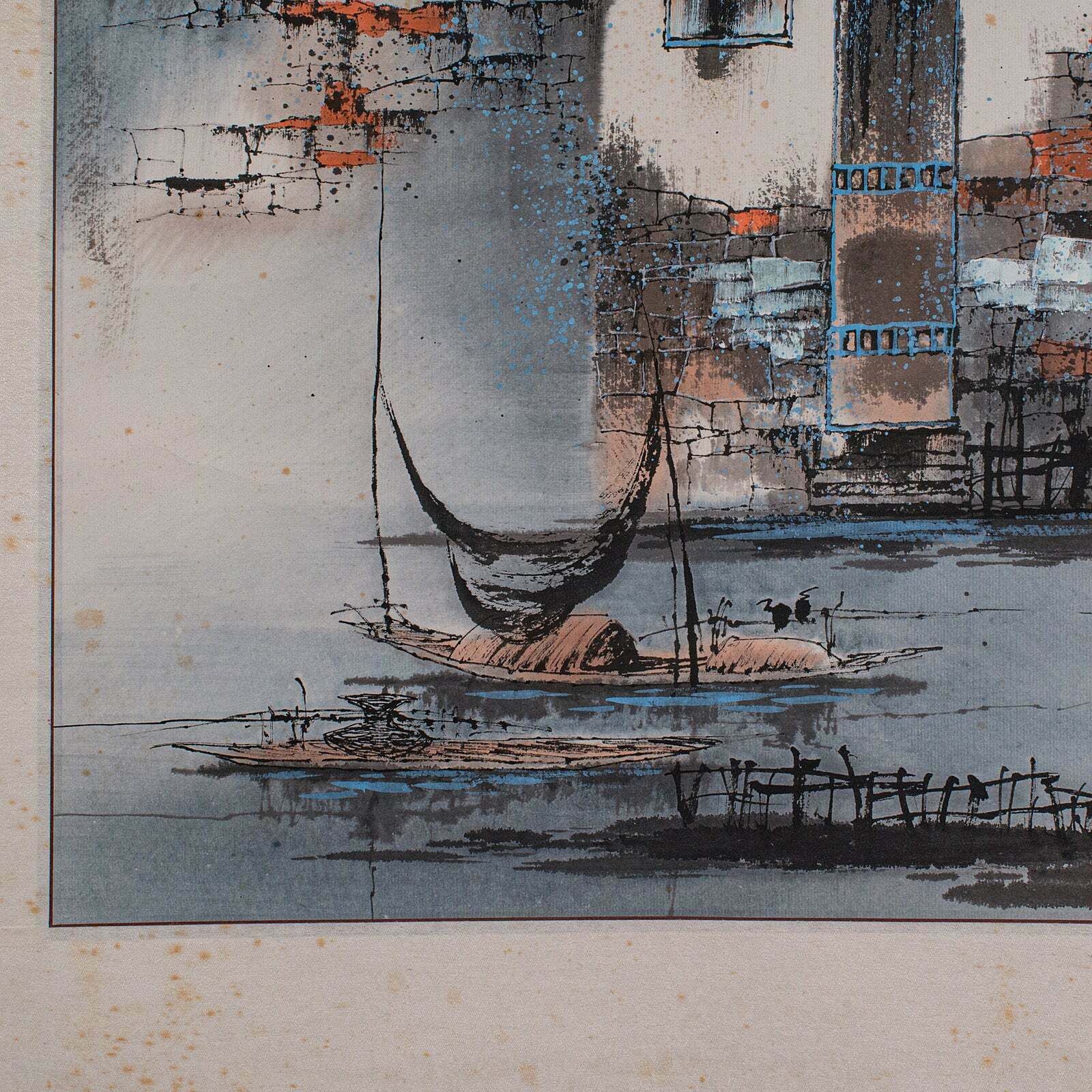 Tall Contemporary Ink Painting Scroll, Chinese, Silk Cotton, Ceramic, Wall Art photo buy