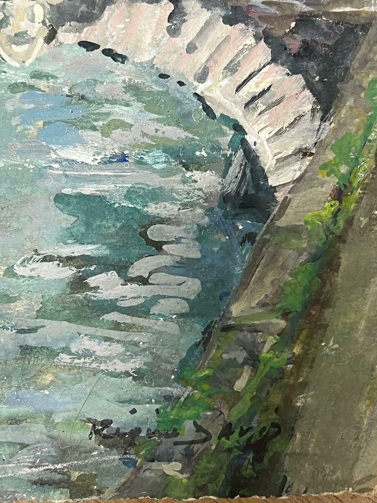 Regine Davidparis City Skyline River Seine Beautiful French Impressionist Painting1950's photo vintage