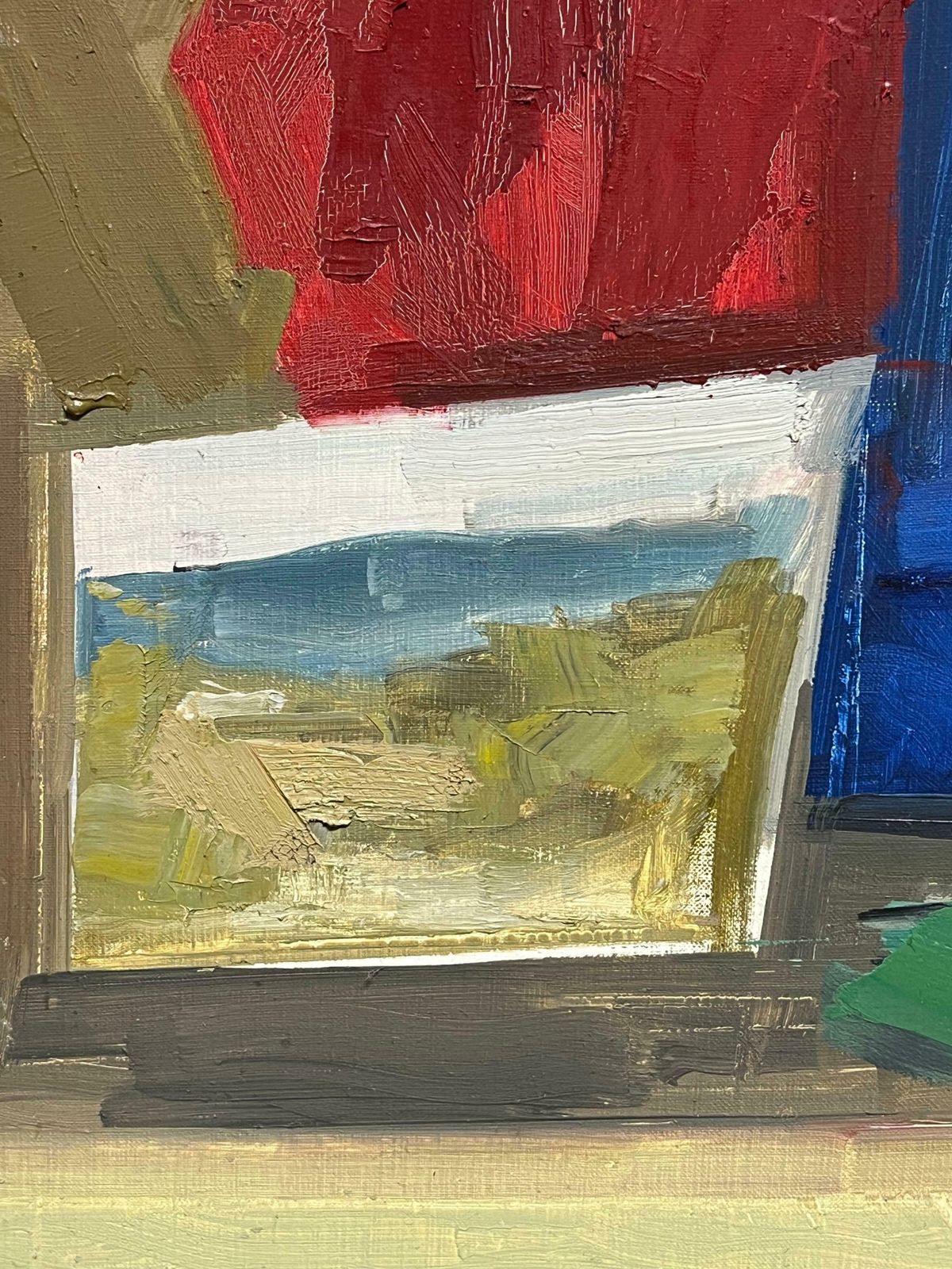 René Guinand (1892 1983)vibrant Mid Century Abstract Geometric Composition Bold Color Oil Painting 1970's photo vinterior