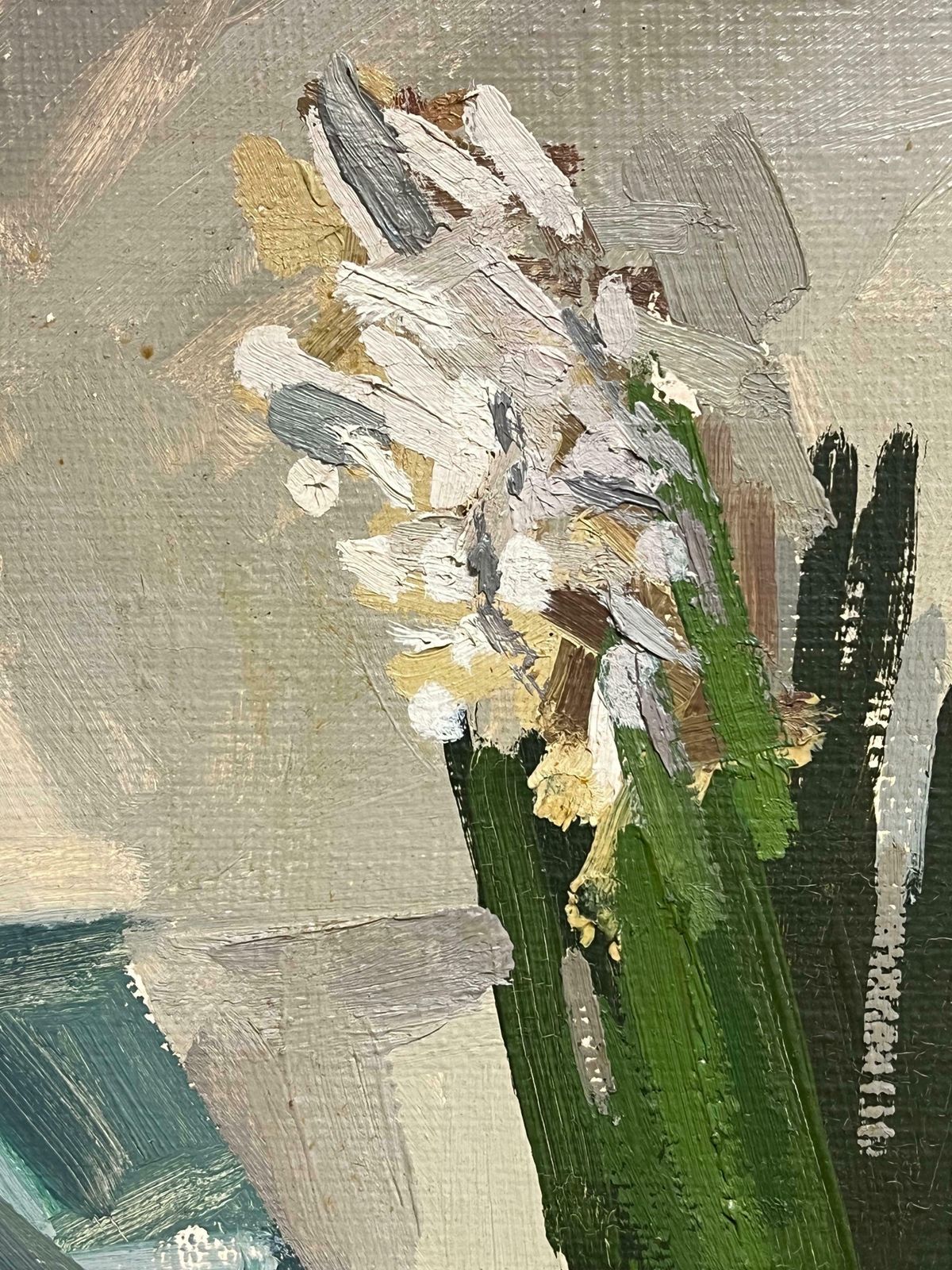 René Guinand (1892 1983)modernist Still Life With White Orchid Abstract Oil Painting 1950's French1950 photo vinterior