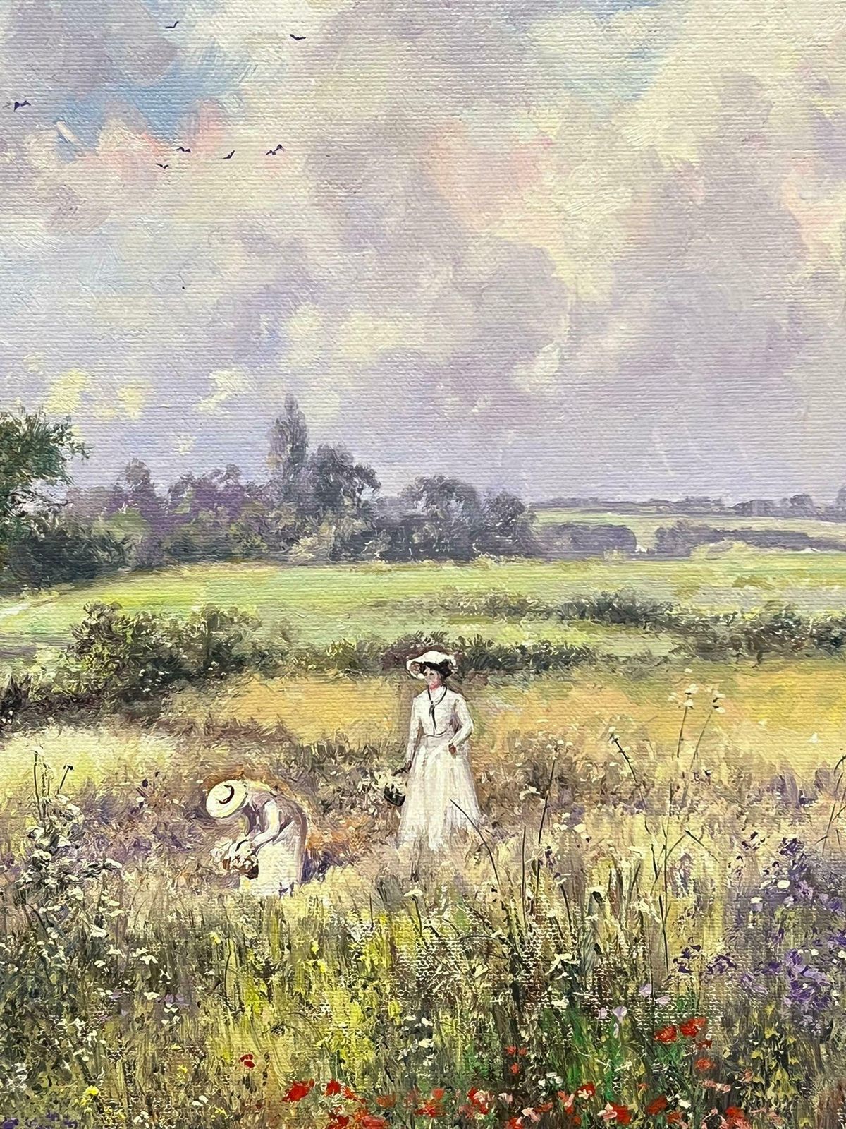 Paul Morganladies In Poppy Meadow Picking Wild Flowers Signed Impressionist Oil Painting20th Century photo vinterior