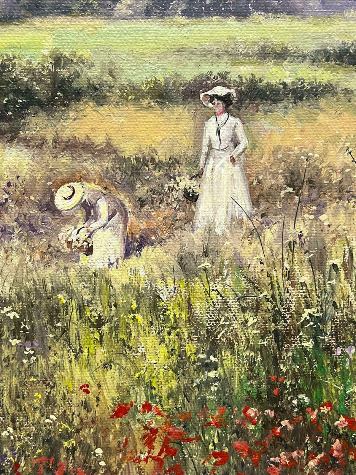 photo furniture Paul Morganladies In Poppy Meadow Picking Wild Flowers Signed Impressionist Oil Painting20th Century