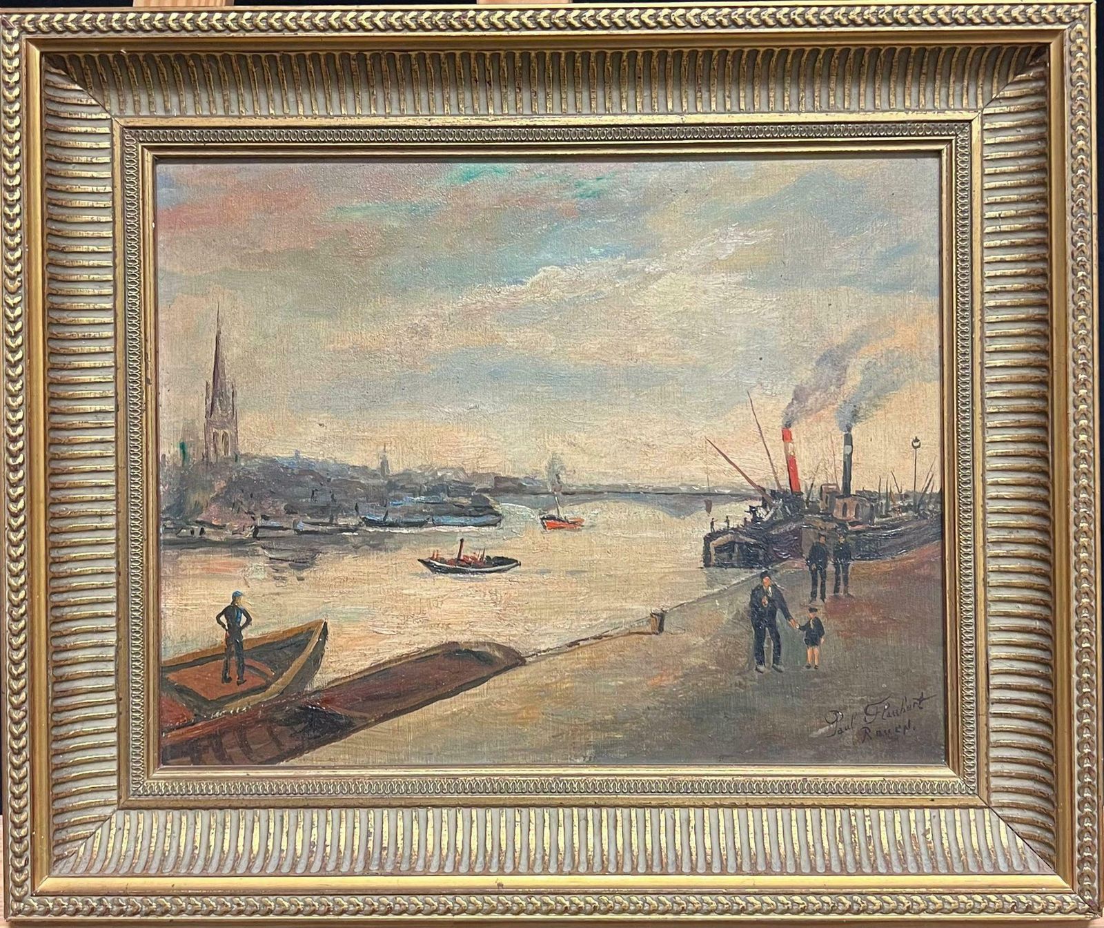 Paul Flaubertview Of Early Rouen, France 20th Century Riverfront Scene With Steamboats20th Century photo Art
