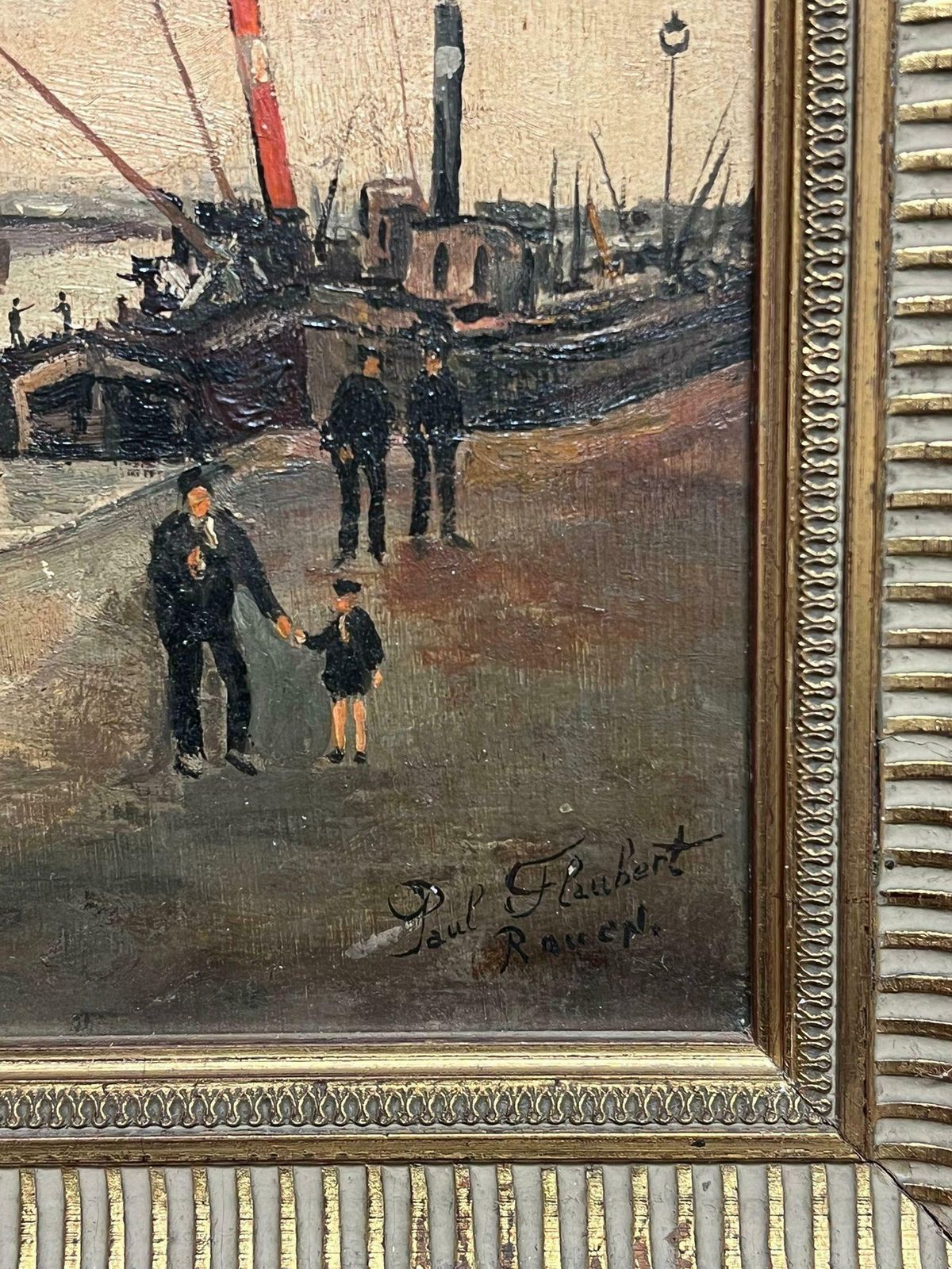 Paul Flaubertview Of Early Rouen, France 20th Century Riverfront Scene With Steamboats20th Century photo vinterior