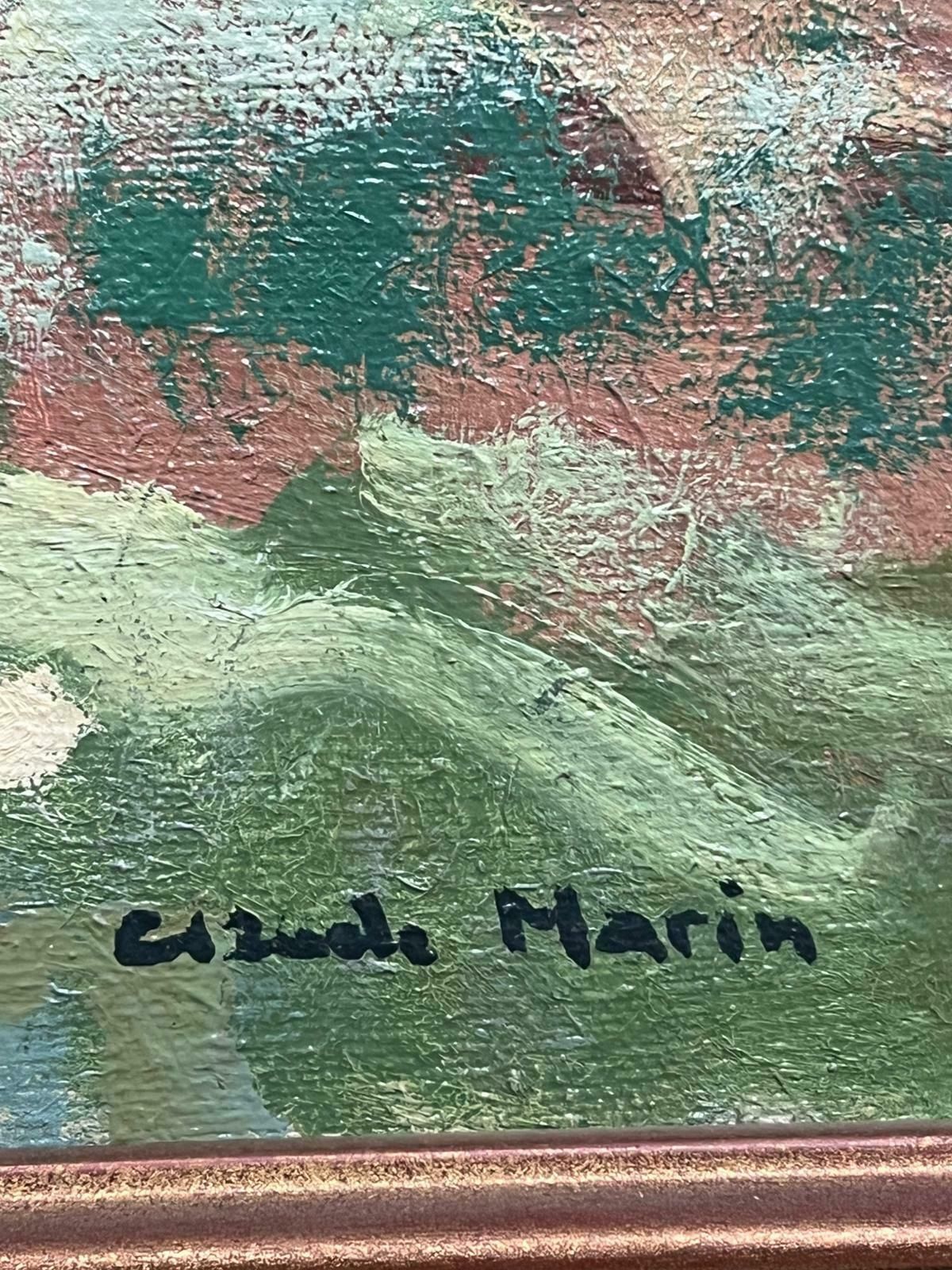 Claude Marinbright Green Impressionist Landscape With Figure In Dunes Mid 20th Century photo Art