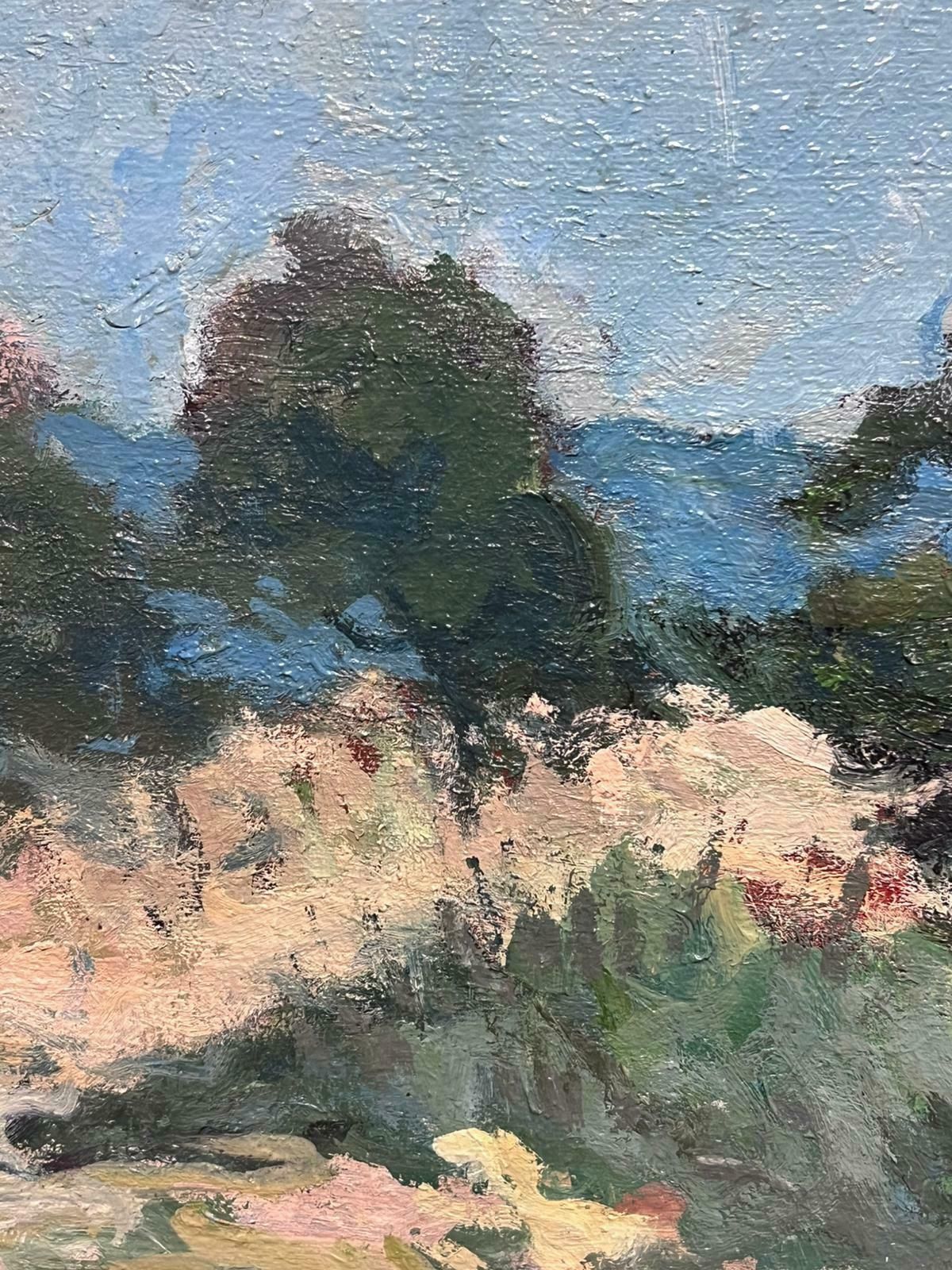 Claude Marinbright Green Impressionist Landscape With Figure In Dunes Mid 20th Century photo vinterior
