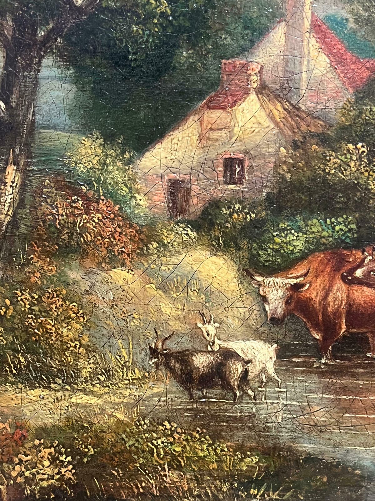 French Schoolcountry Tranquility Cattle And Sheep Crossing A Stream In A Peaceful Landscape19th Century photo 1028.0