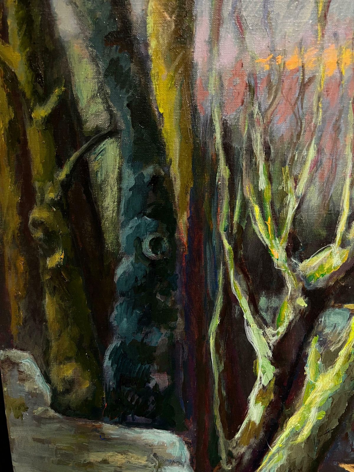 Guy Nicod (French 1923   2021) Fishermen In A Forested River Atmospheric French Oil Painting Woodland Scene20th Century photo vinterior
