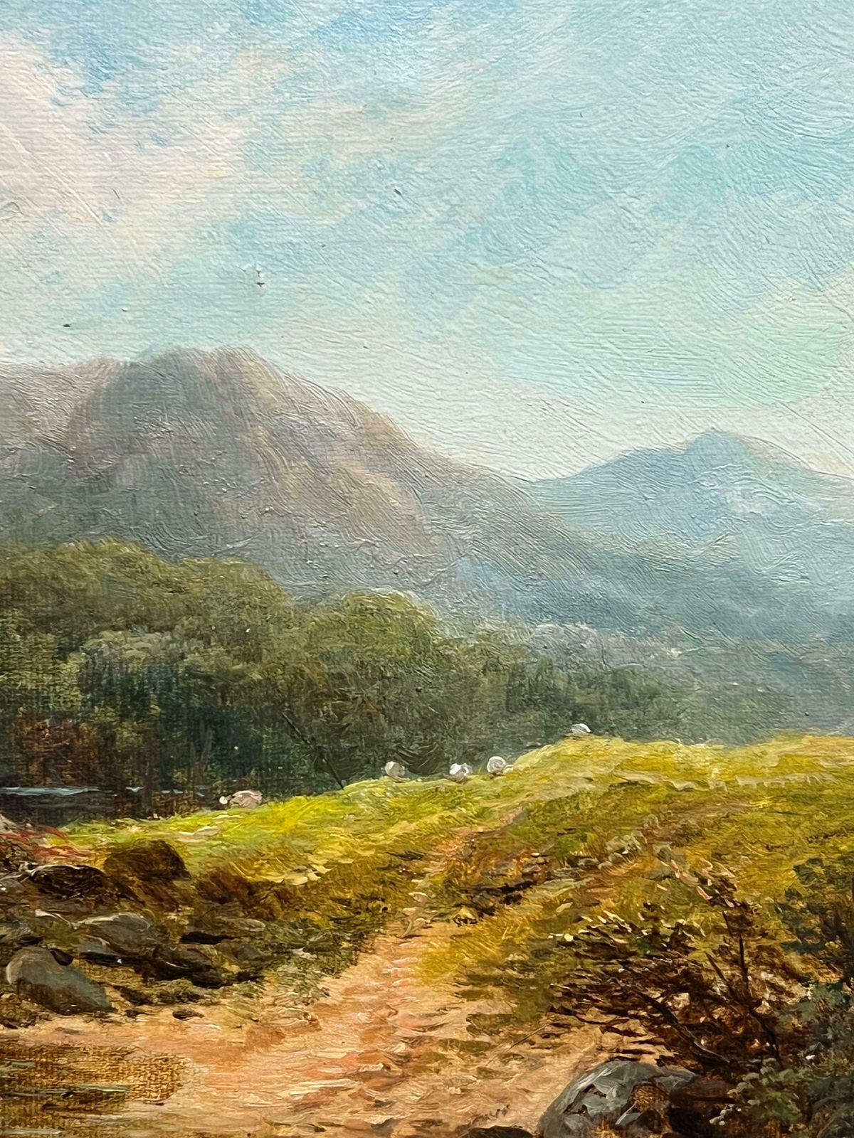 Welsh School19th Century Welsh Oil Landscape With Rustic Watermill With Figure By The Stream19th Century photo for sale