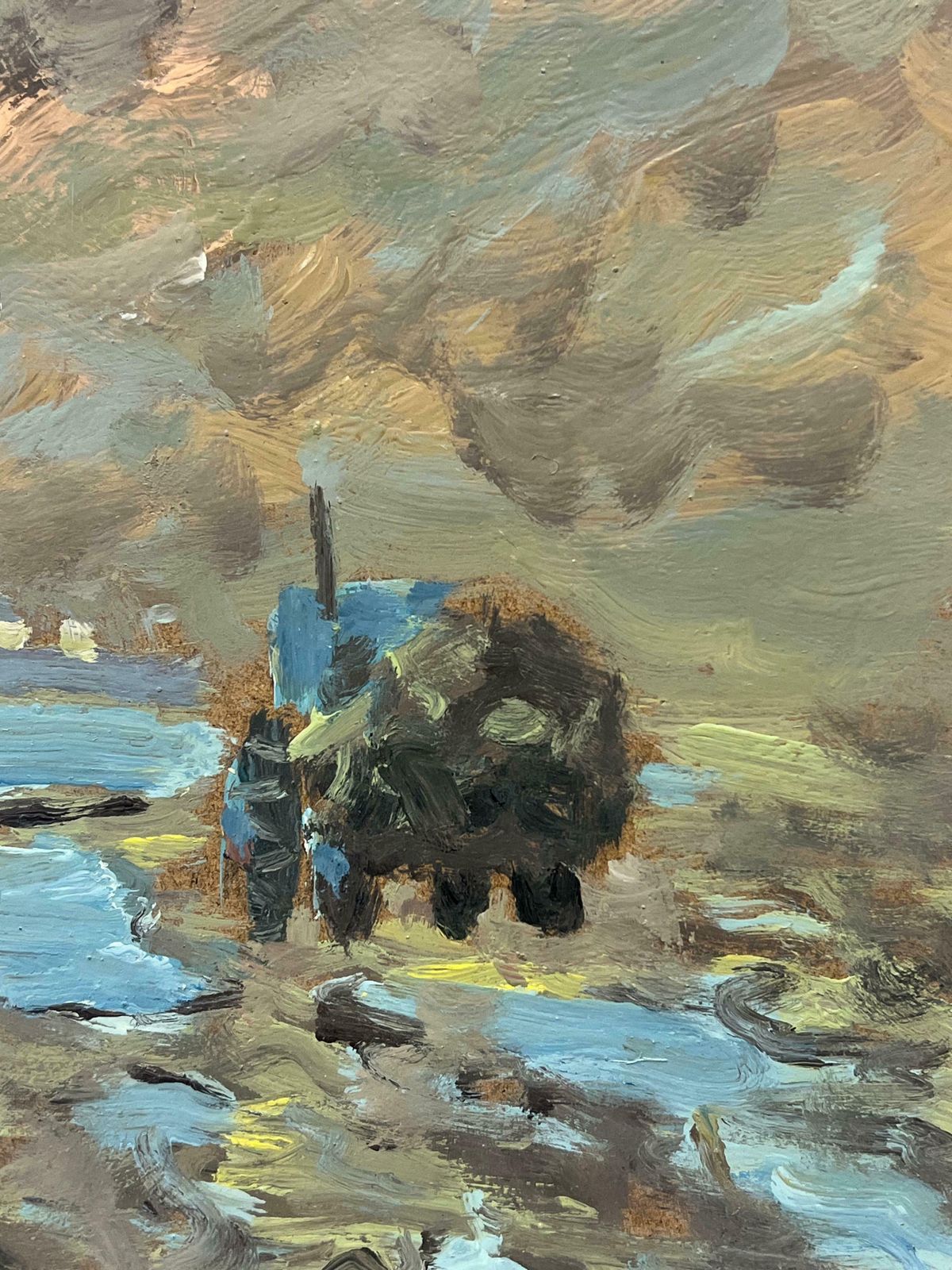 Fanch Lelfisherman At Low Tide A Coastal Scene Of Labor And Reflection Landscape20th Century photo for sale