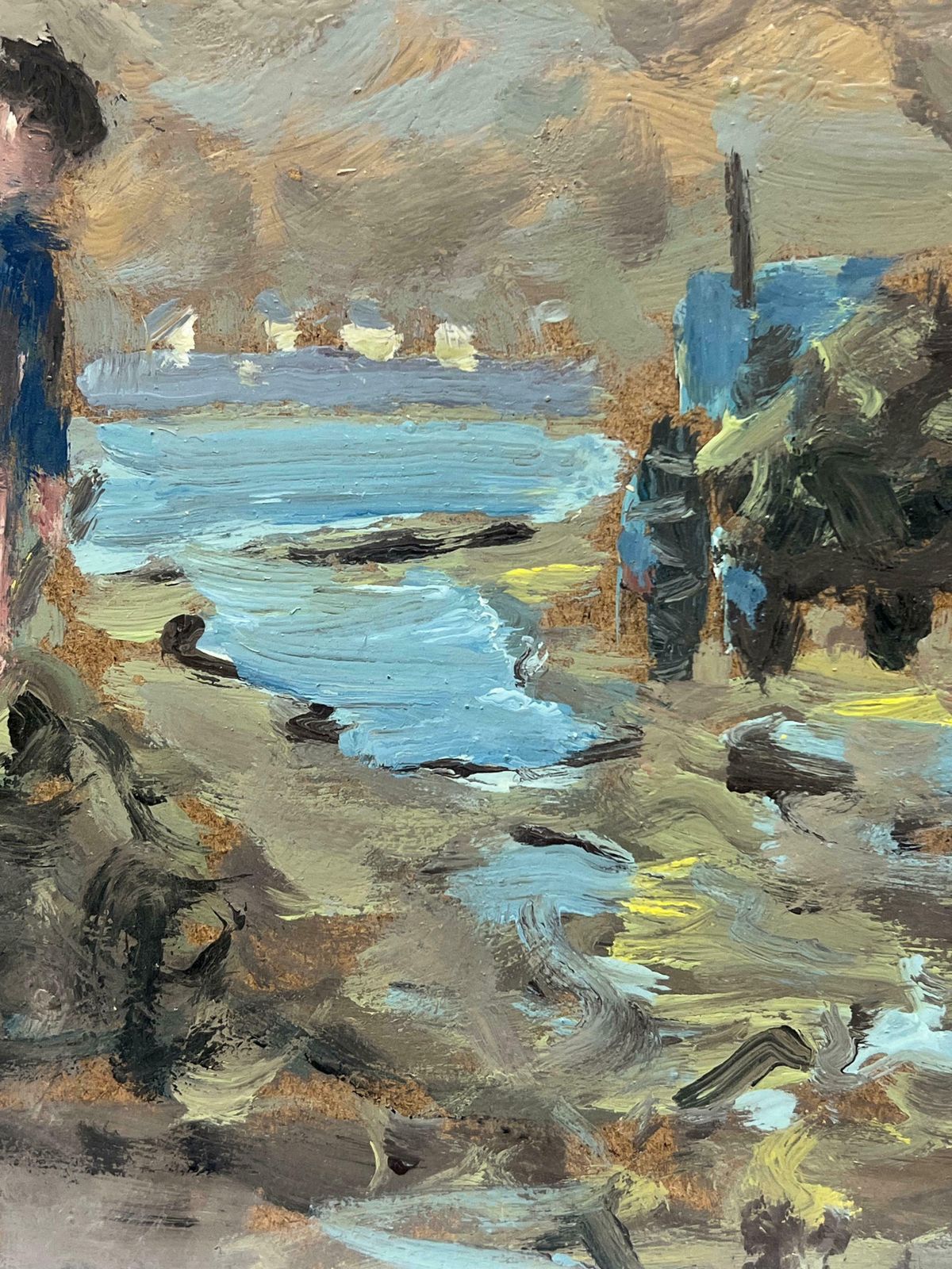 Fanch Lelfisherman At Low Tide A Coastal Scene Of Labor And Reflection Landscape20th Century photo 575.0