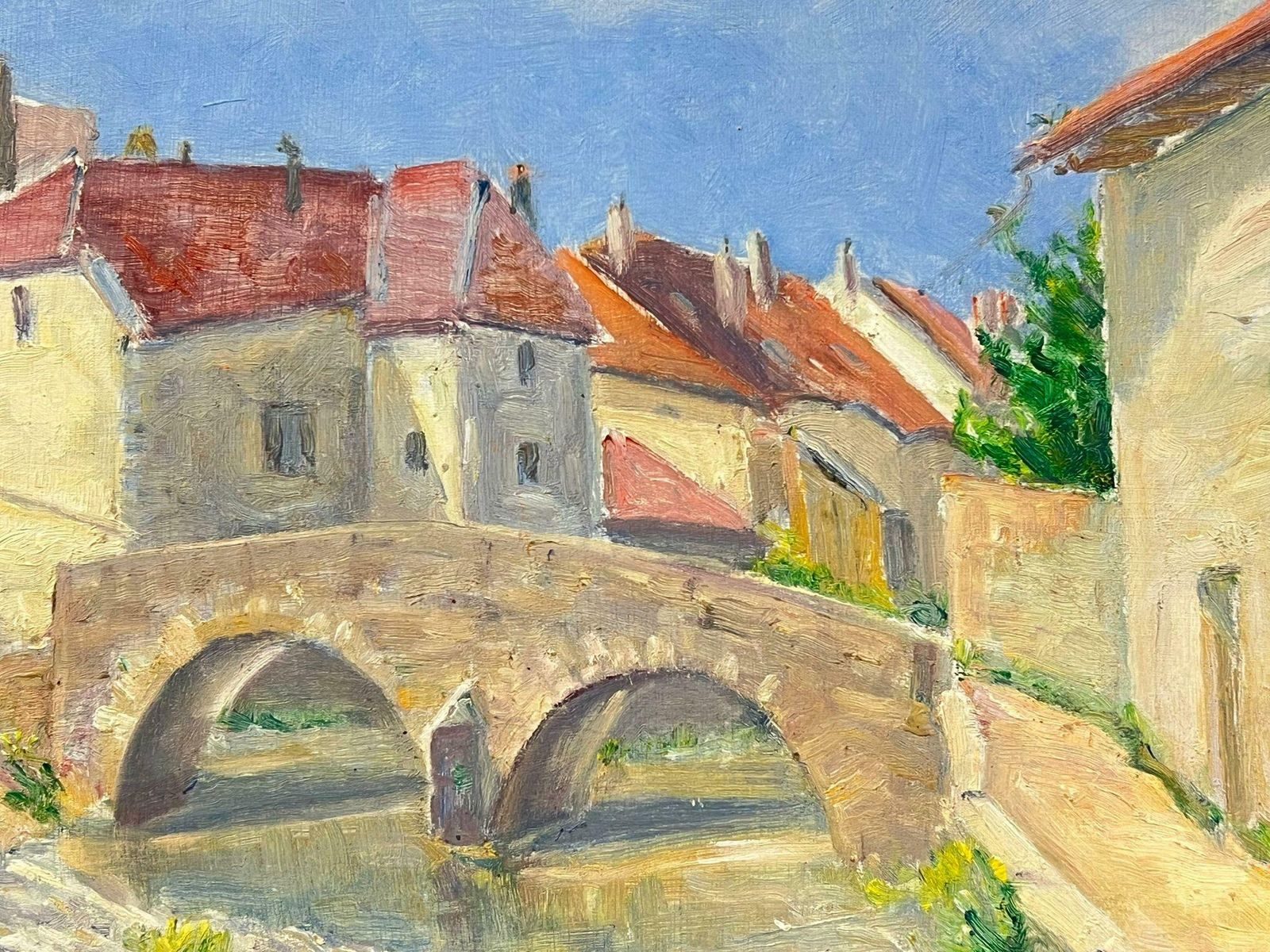 Regine Davidcharming Village With Stone Bridge Over A Flowing River French Countryside 1950's photo vinterior