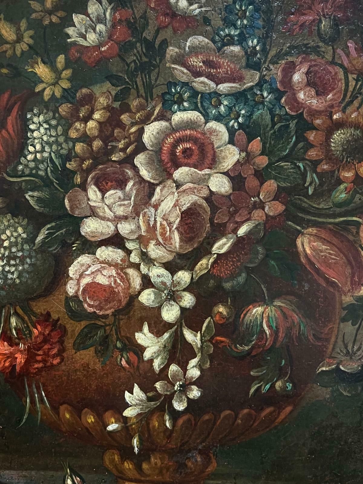 French School18th Century Baroque Oil Still Life Flowers Floral Arrangement In An Ornate Urn18th Century photo 3539.0