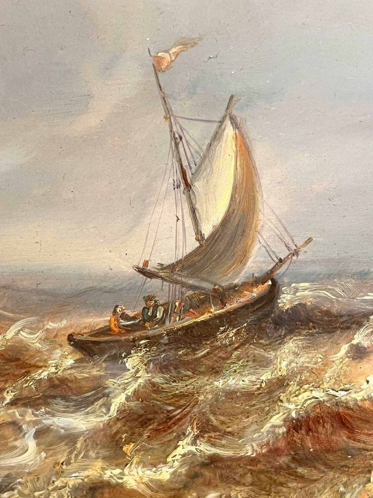 Jean Laurent  Dutch Fishing Boats In A Swell Seascape With Sailing Ships In Rough Waters19th Century photo vinterior