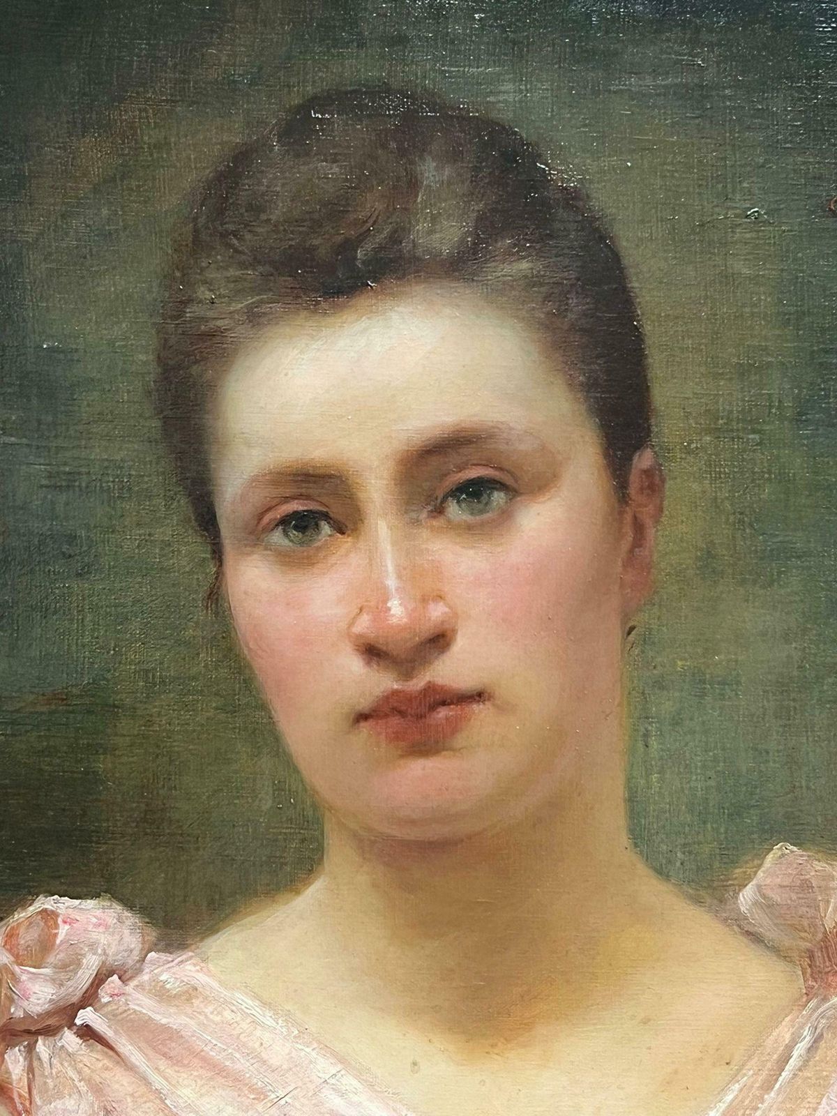 French School19th Century French Portrait Of A Lady In Pink Silk Gown Belle Epoque Period1893 photo buy
