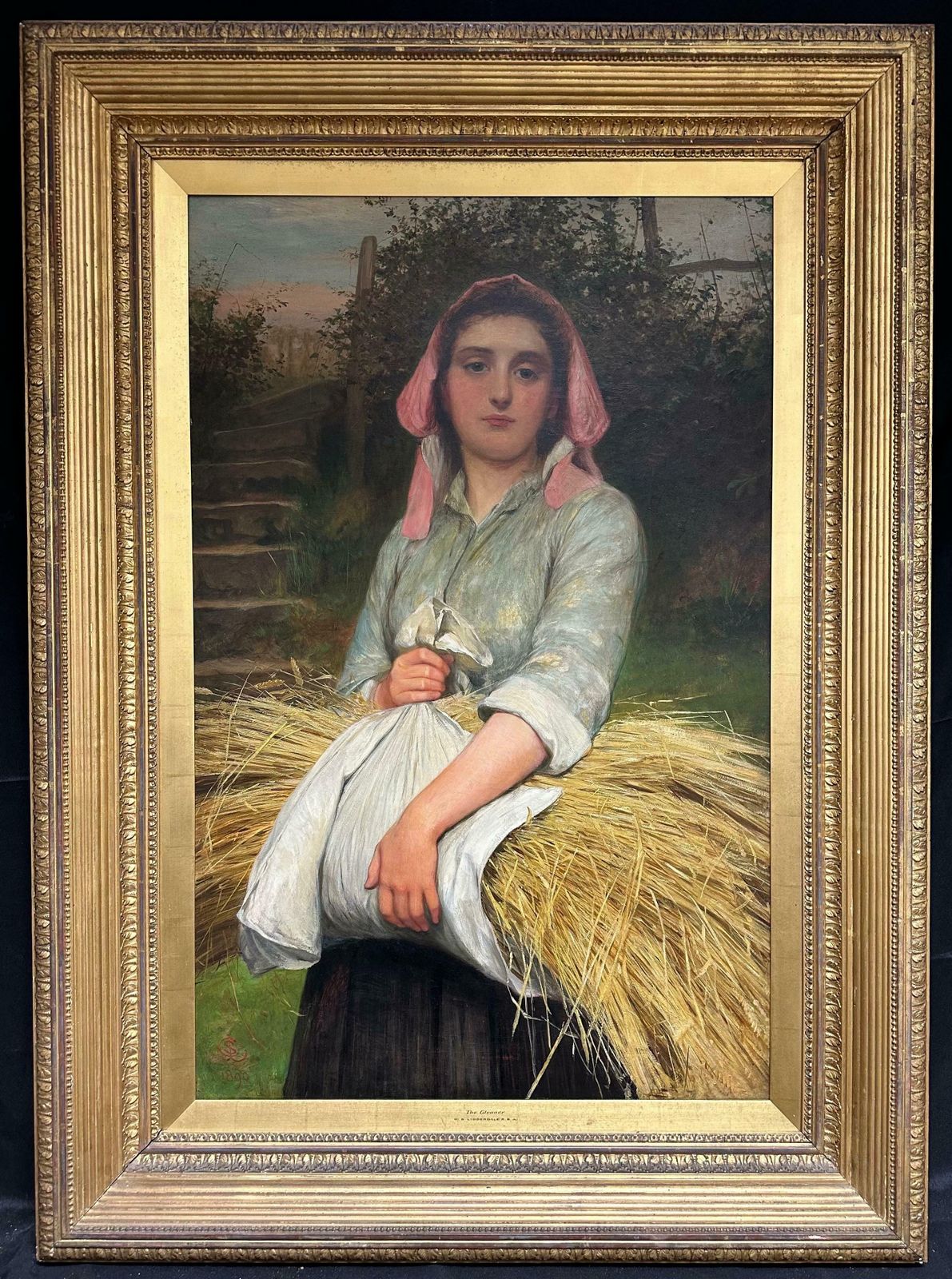Charles Sillem Lidderdalehuge Victorian Oil Painting By Famous Artist Portrait Country Girl In Harvest1890
