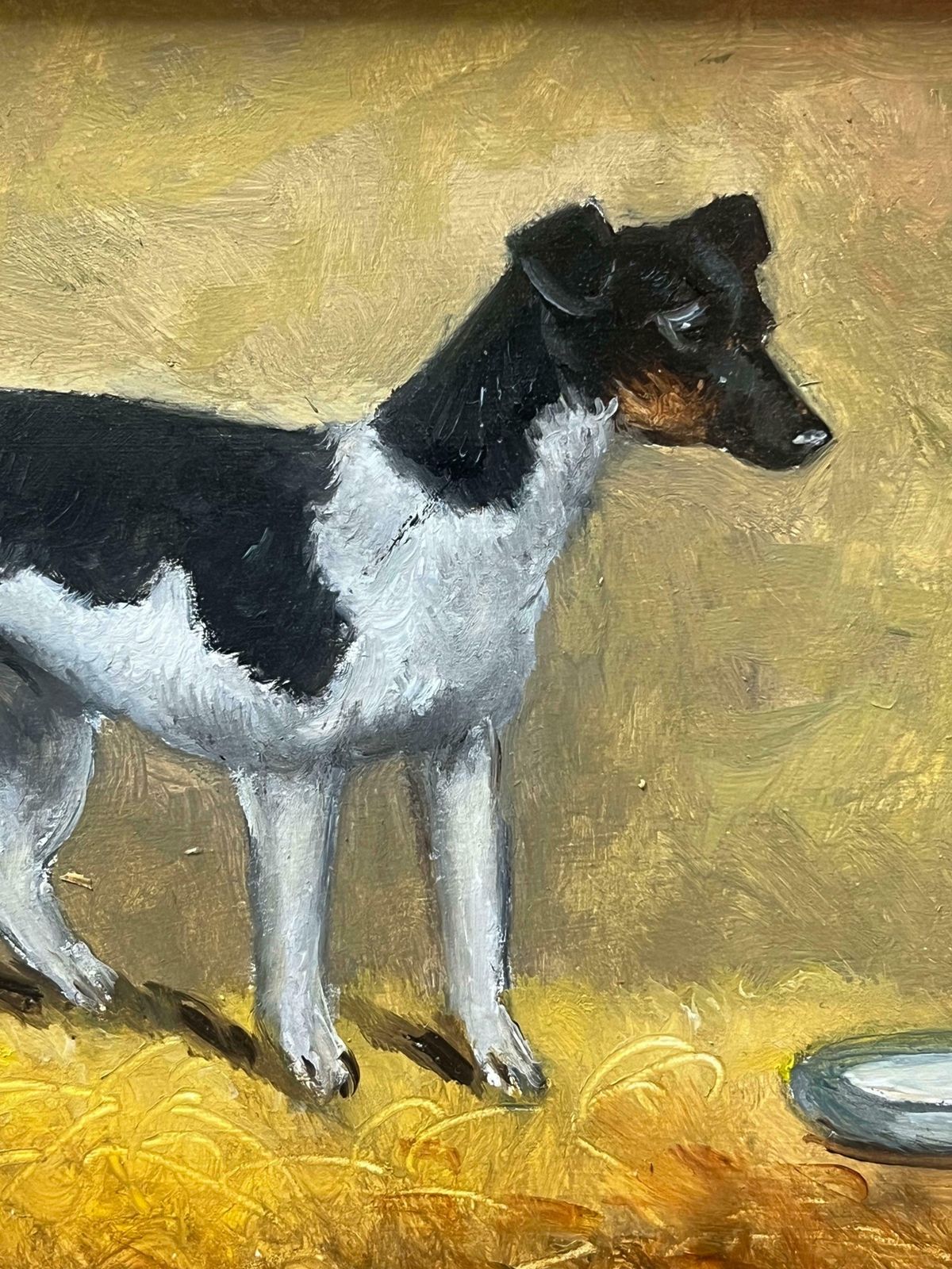 English Dog Paintervintage English Dog Oil Painting Jack Russell Terrier In Barn Interior photo 814.0