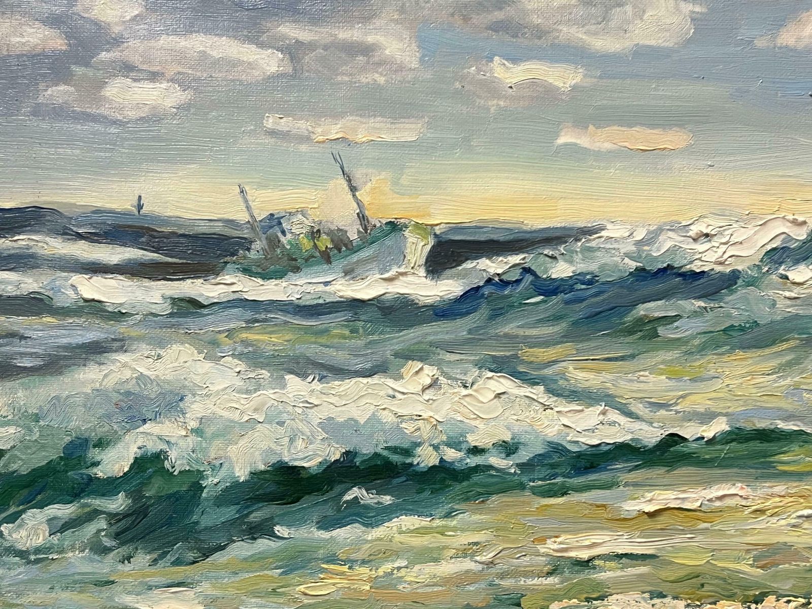 Georges Bordonovefrench Post Impressionist 20th Century Oil Painting Heaving Waves Crashing Seas photo Art