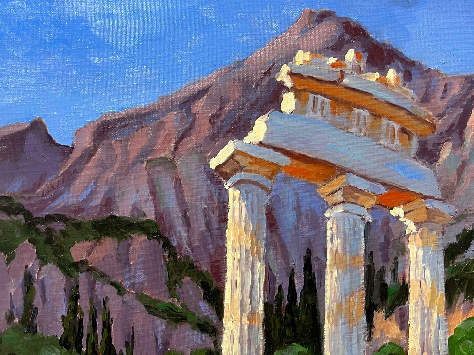 Georges Bordonovelarge French Contemporary Oil Painting Ancient Greek Roman Temple Column Ruins photo Art