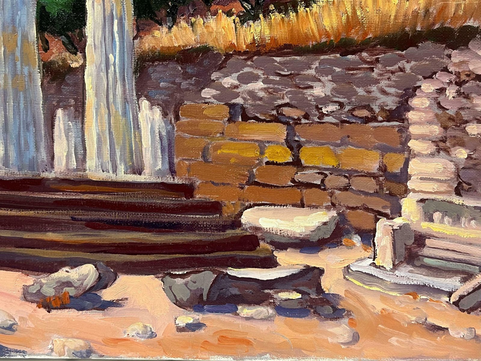 Georges Bordonovelarge French Contemporary Oil Painting Ancient Greek Roman Temple Column Ruins photo vintage