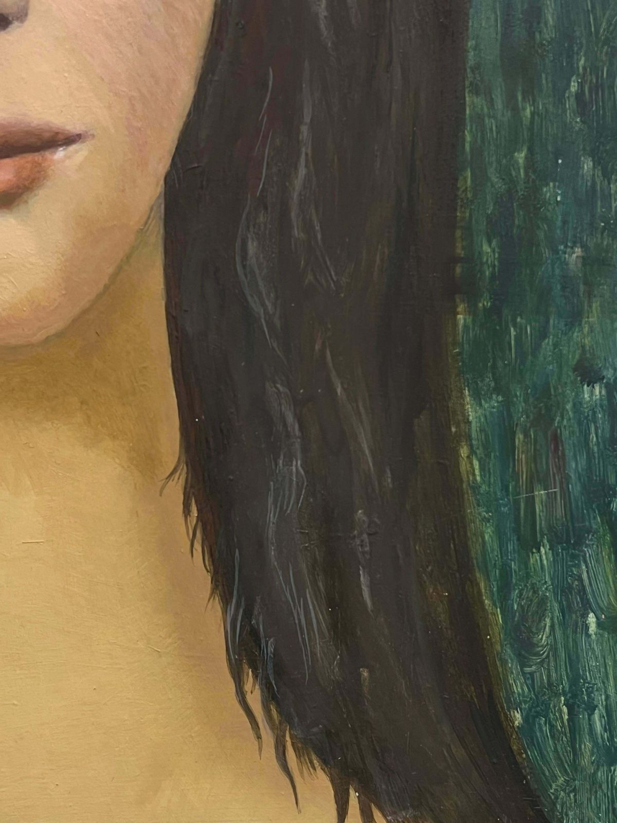 French School1960's French Modernist Oil Painting Portrait Of Young Lady Direct Gaze photo buy