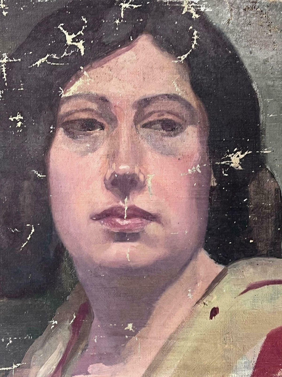 Jean Laforgue1930's French Portrait Of A Lady Sketchy Atmospheric Working Study On Canvas1930's photo for sale