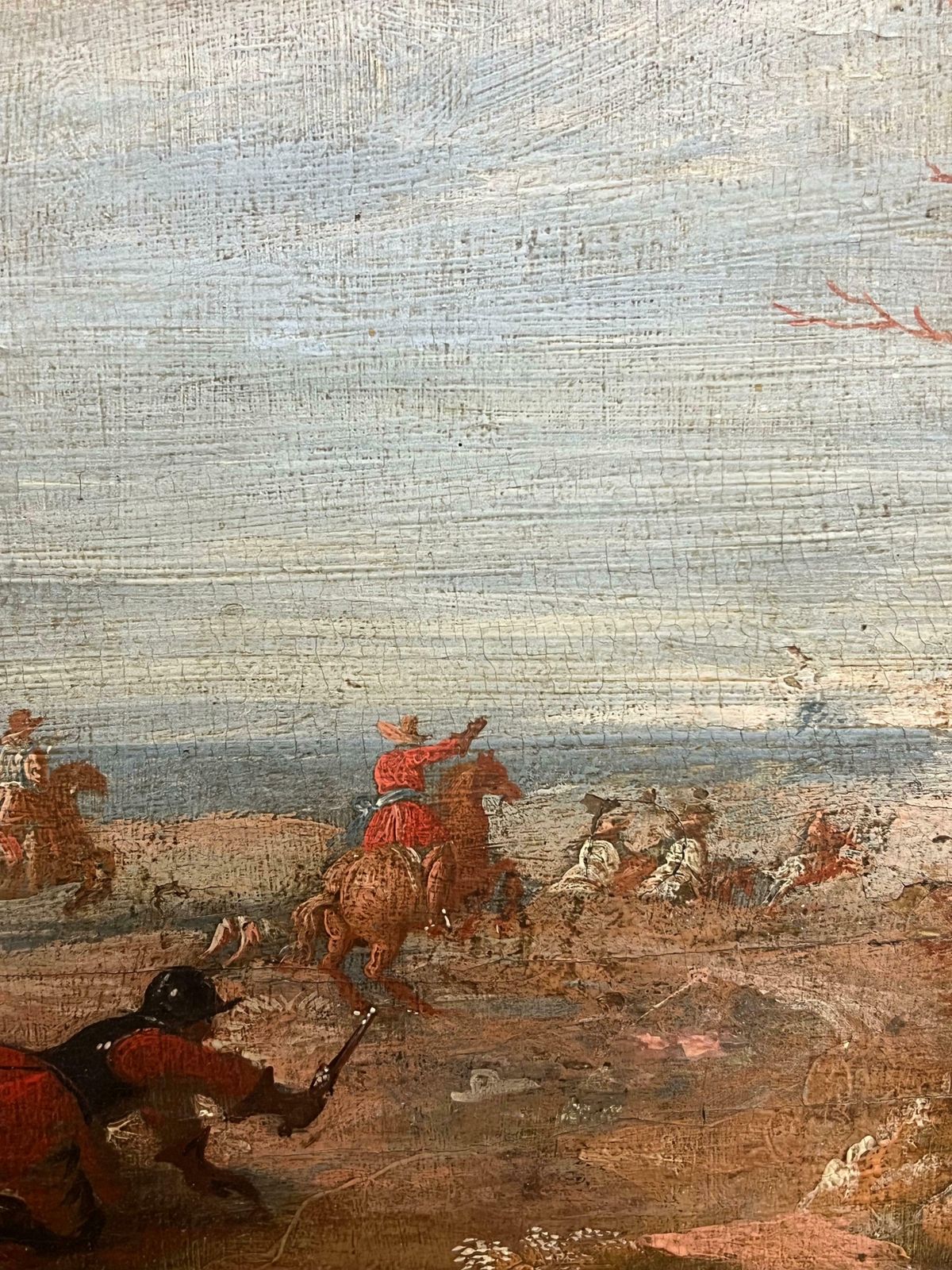 17th Century Flemish Old Master Oil On Panel Cavalry Skirmish Soldiers & Horses1650 photo 4850.0