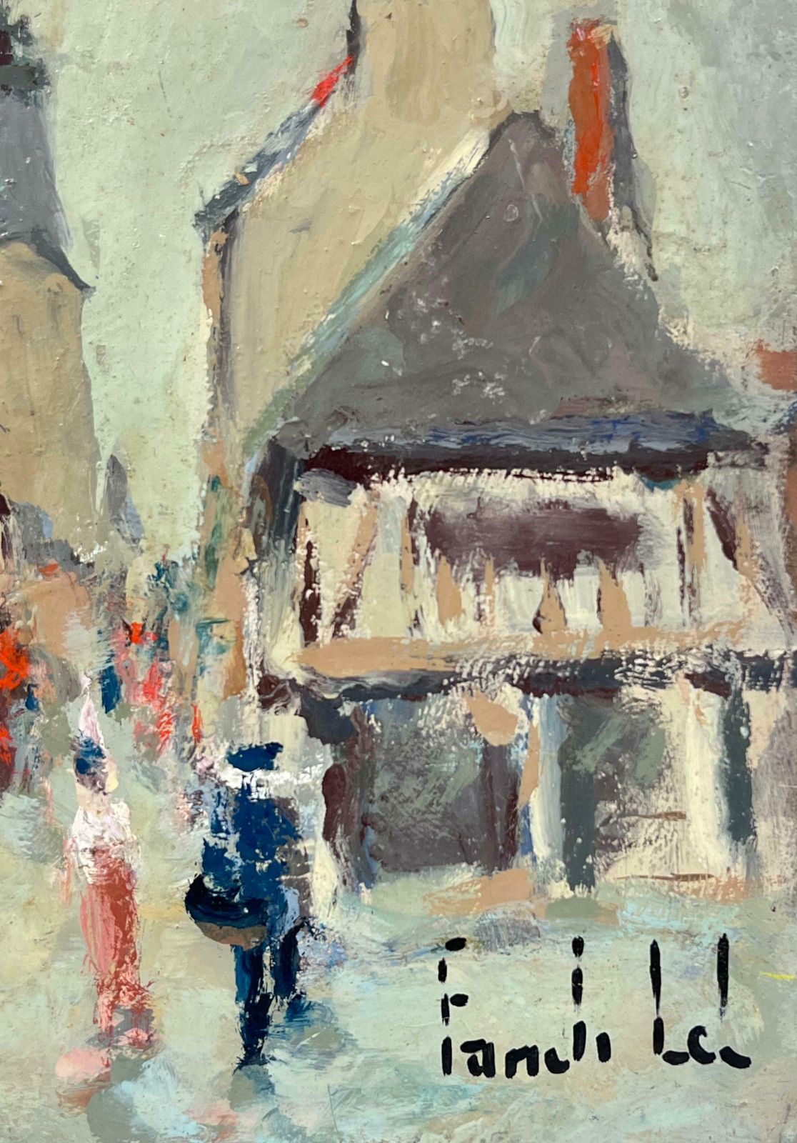 Fanch Lelfigures In Dinan Brittany Townscape With Towering Spire And Rustic Charm 20th Century photo for sale