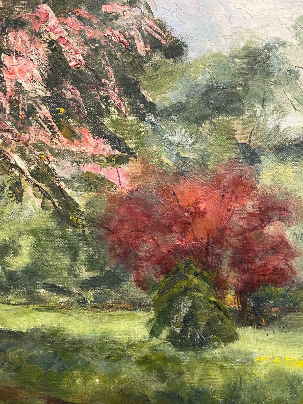 Simone Forge1930's French Impressionist Oil Painting Bright & Colorful Ornamental Trees1930's photo Art