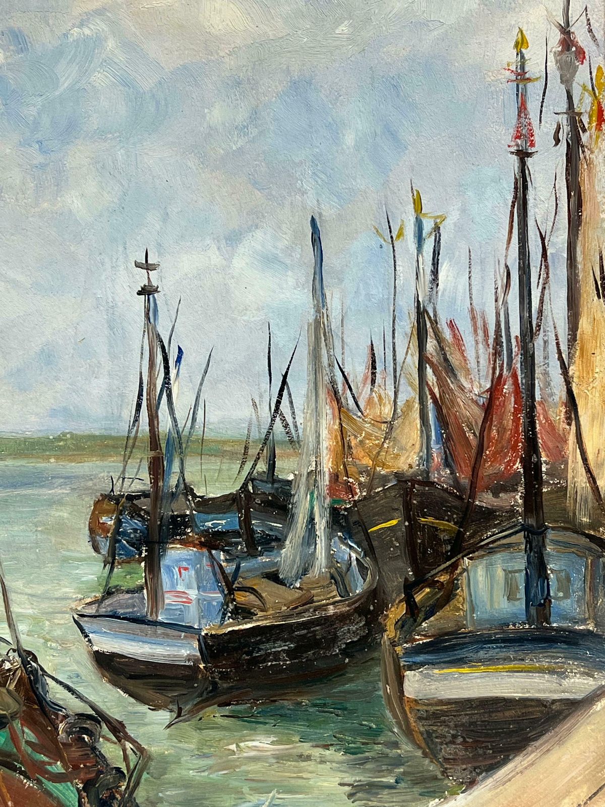 Simone Forge1930's French Impressionist Harbor Scene With Boats And Billowing Sails19th Century photo for sale