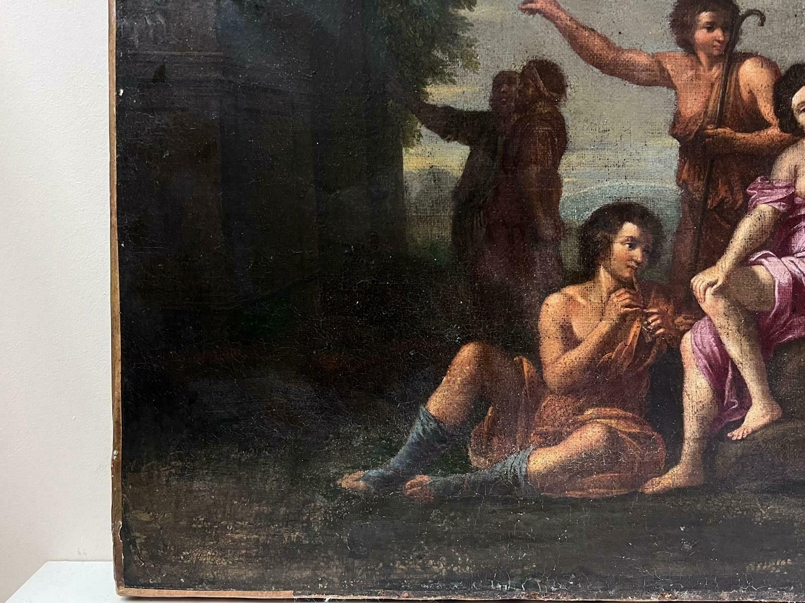 17th Century French Old Master Oil Painting Classical Robed Semi Nude Figures photo furniture