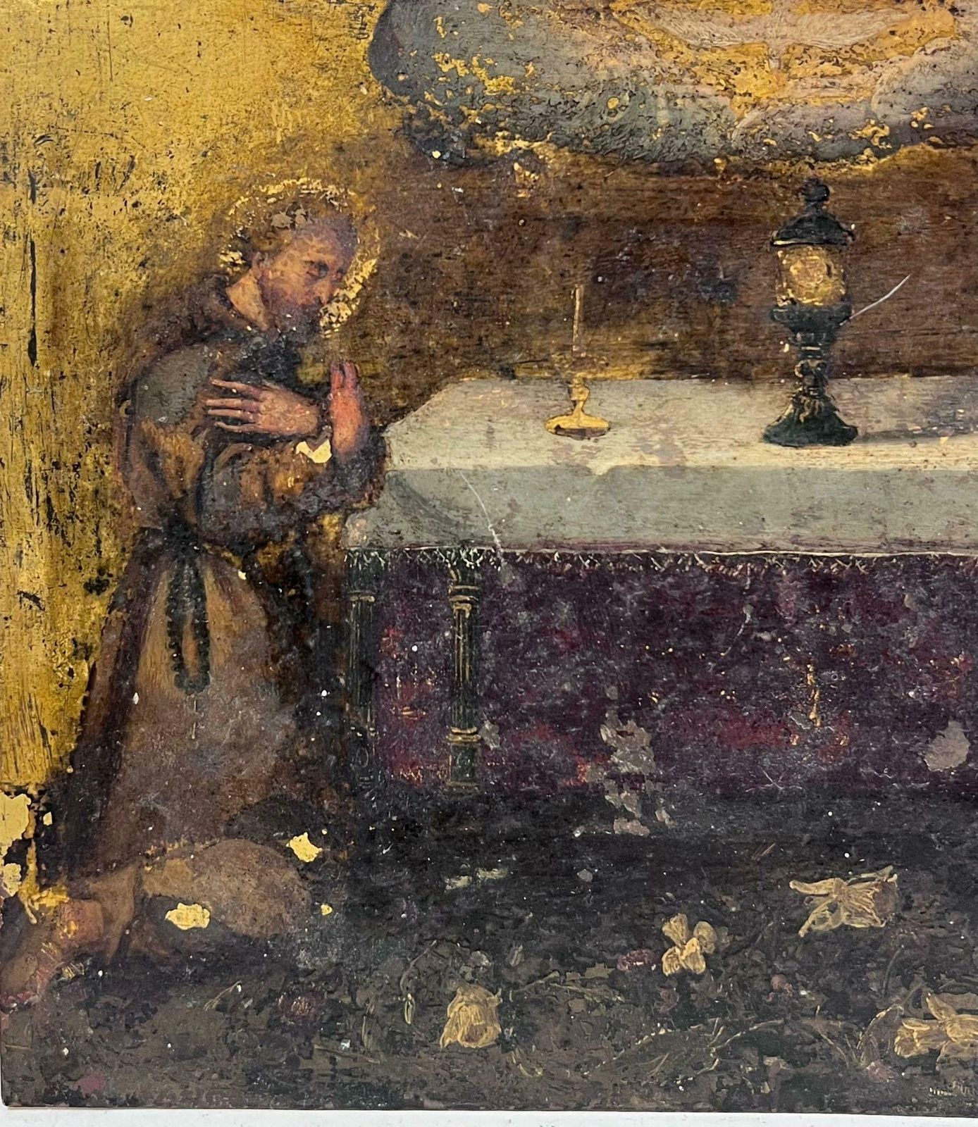 Italian Renaissancecirca 1500 Italian Renaissance Oil Painting On Copper St. Francis Of Assisic. 1500 photo Art