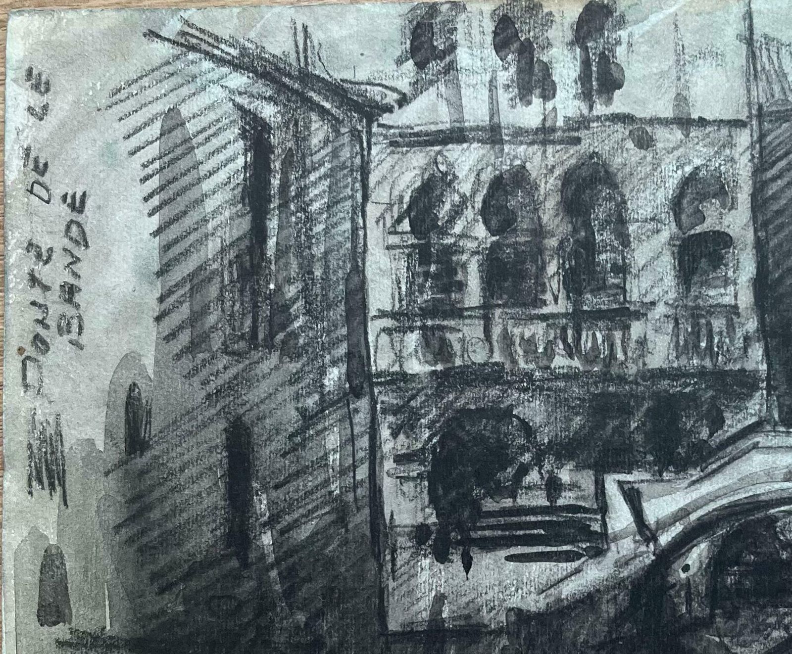 Maurice Mazeiliefrench Impressionist Watercolor Of Venetian Canal Scene Ponte De Le Bande20th Century photo for sale