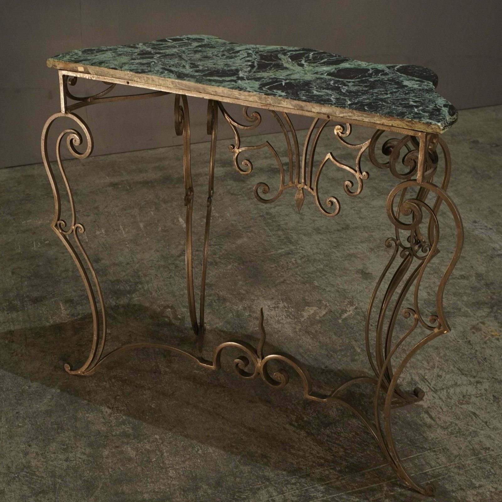 Wrought Steel Variegated Marble Top Console Table, Manner Of Gilbert Poillerat photo 2800.0