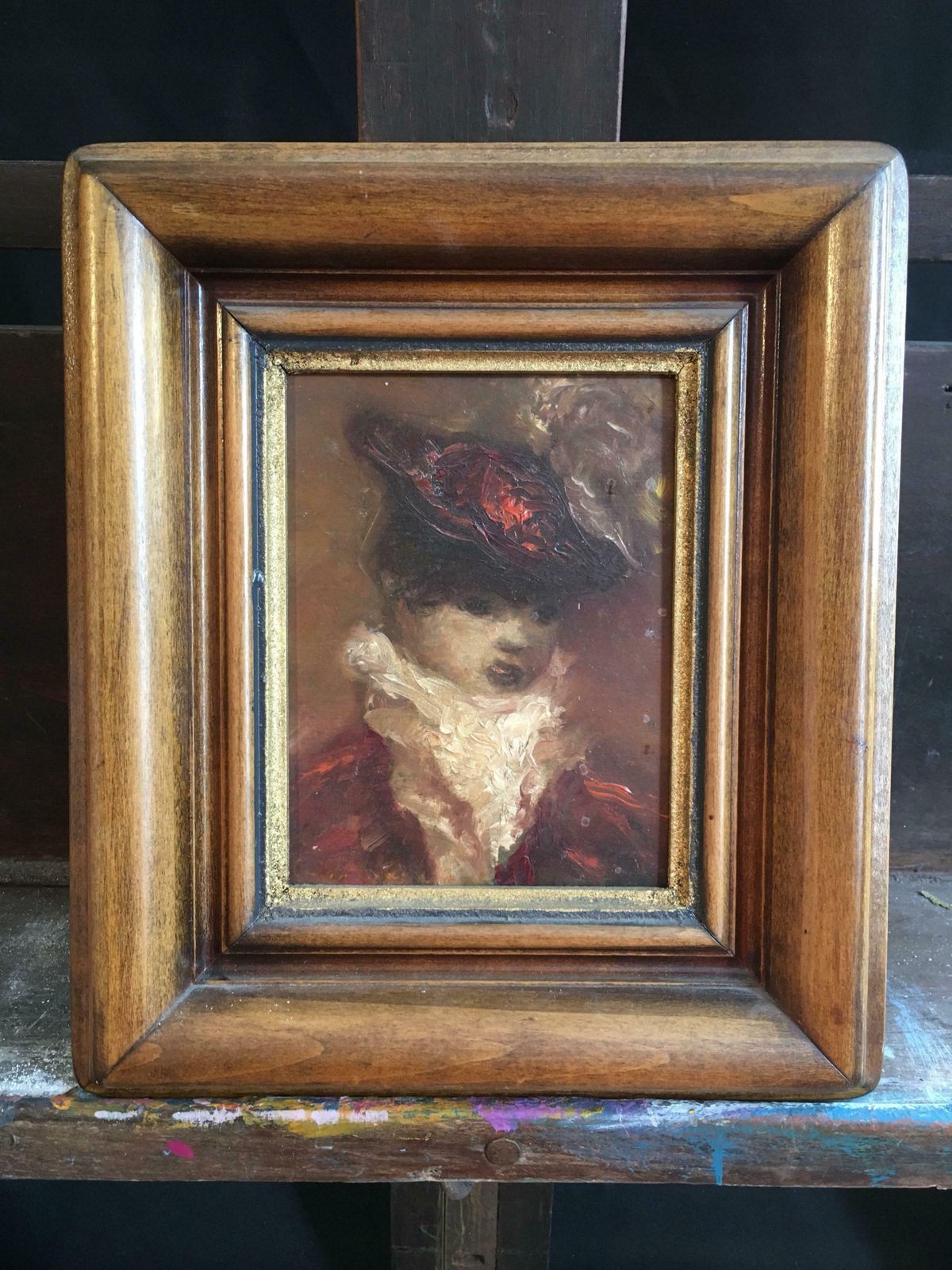 Unknownlady Of Importance, Colourful Impressionist Oil Painting, Framedc.1960's photo Art