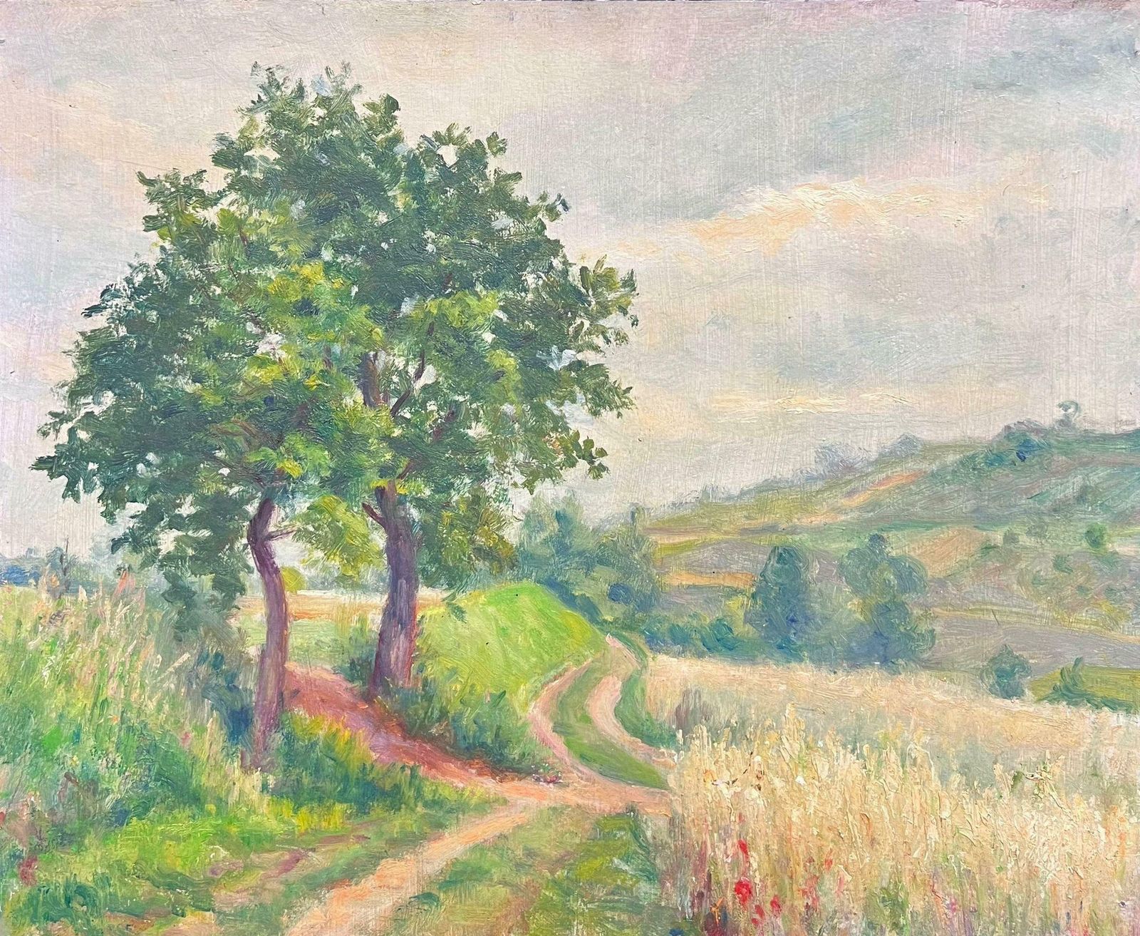 Regine Davidmid 20th Century 1950's French Post Impressionist Oil September Rural Farm Field1950's