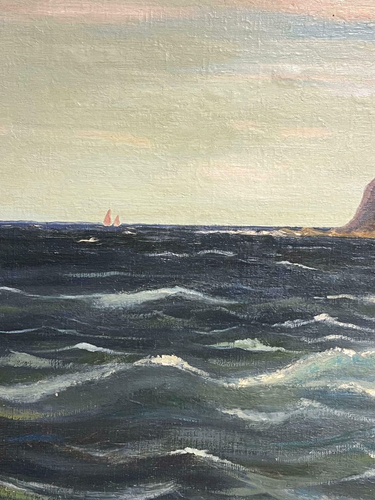 French Schoolmajestic Coastal Cliffs With Seabirds And A Distant Sailboat A Captivating Sea20th Century photo Art