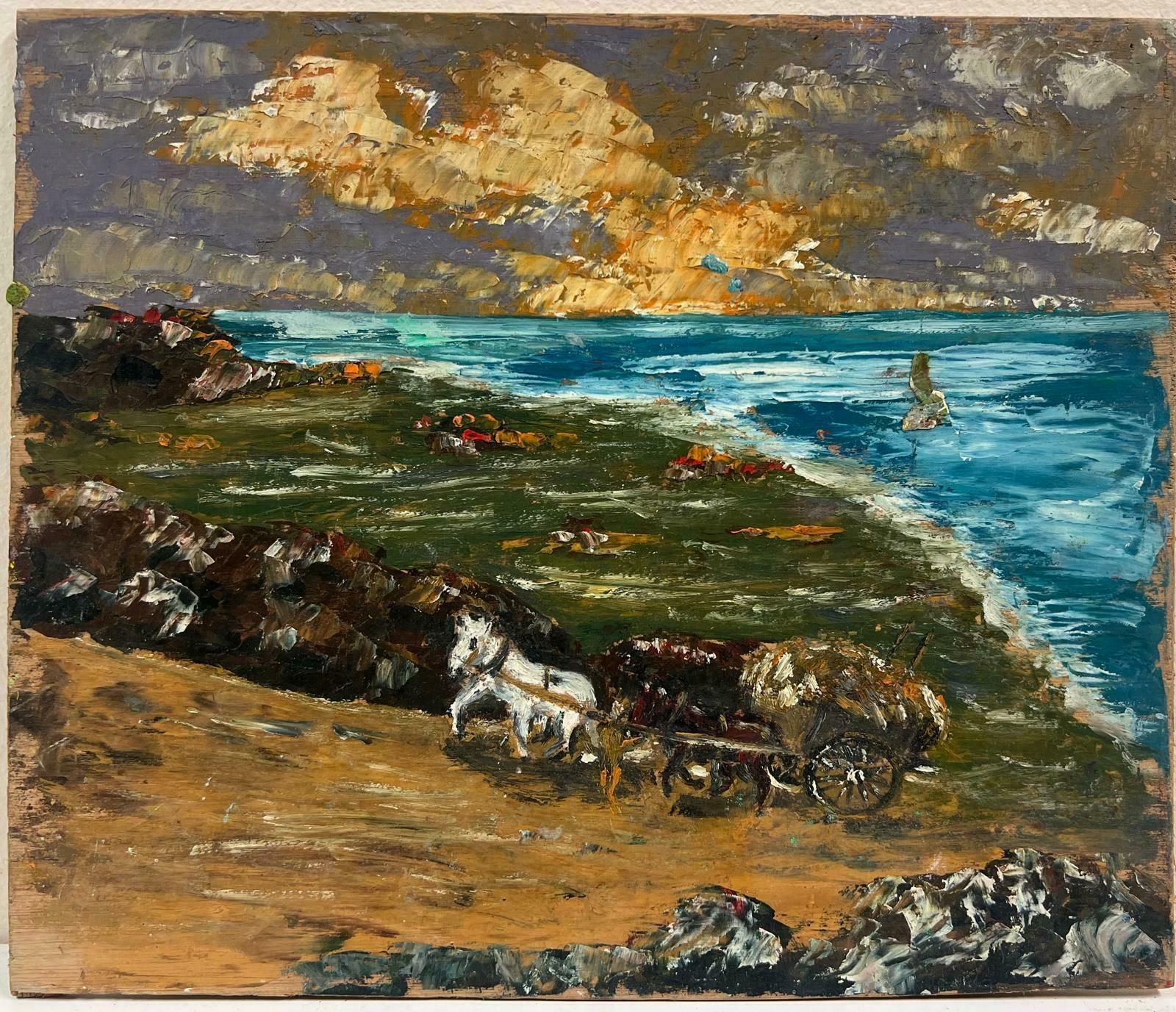 Fanch Lelrustic Coastal Landscape With Horse And Cart Oil Painting 20th Century photo furniture