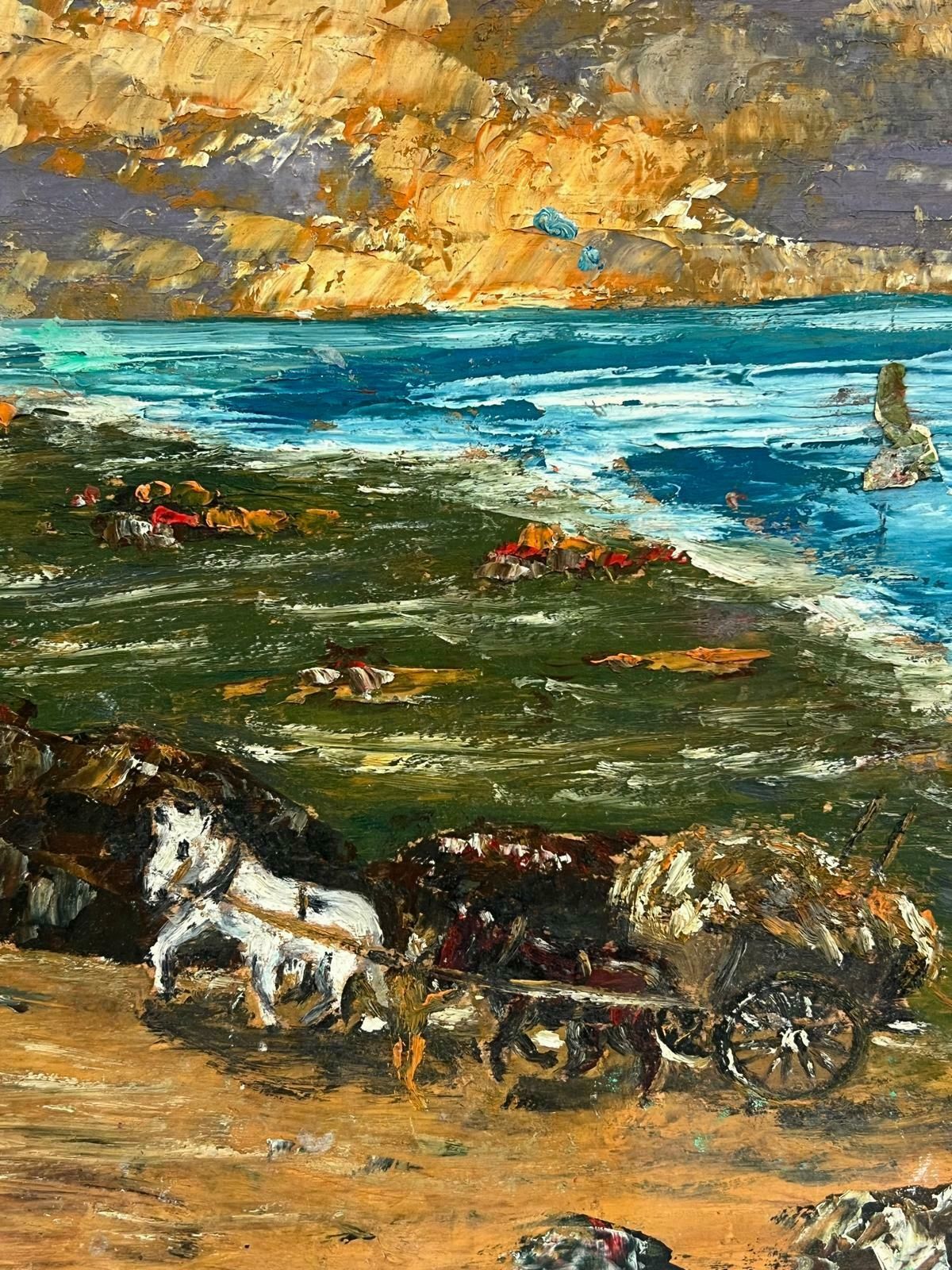 Fanch Lelrustic Coastal Landscape With Horse And Cart Oil Painting 20th Century photo 560.0