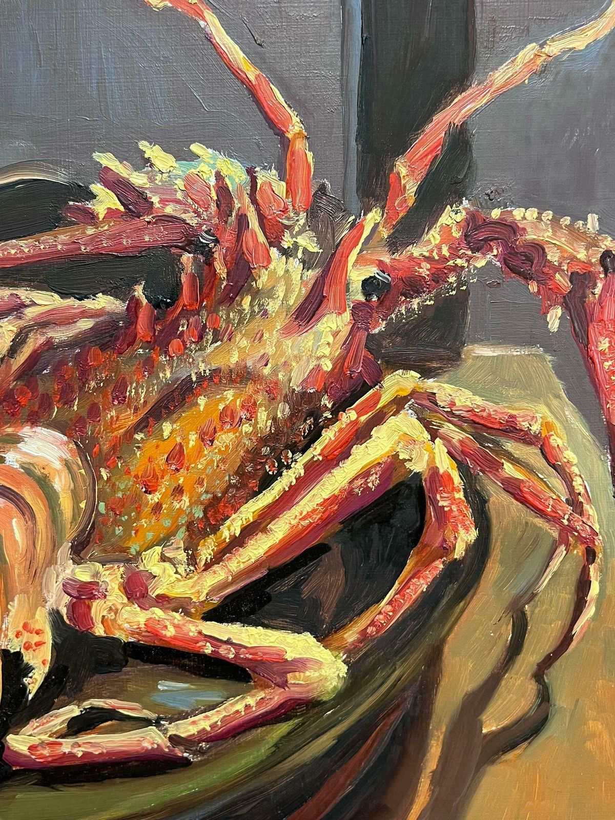 Georges Bordonoveseafood 1970's French Impressionist Signed Oil Lobster & Sea Shell photo for sale
