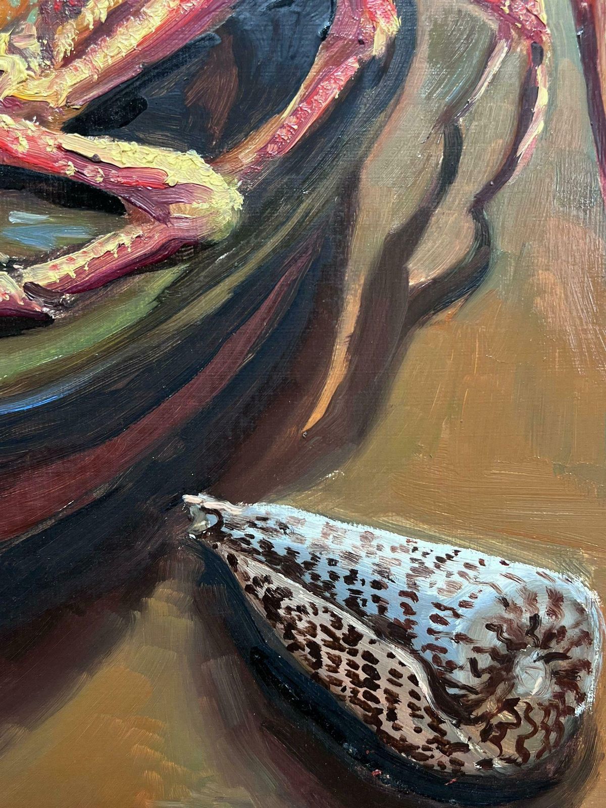 Georges Bordonoveseafood 1970's French Impressionist Signed Oil Lobster & Sea Shell photo Art