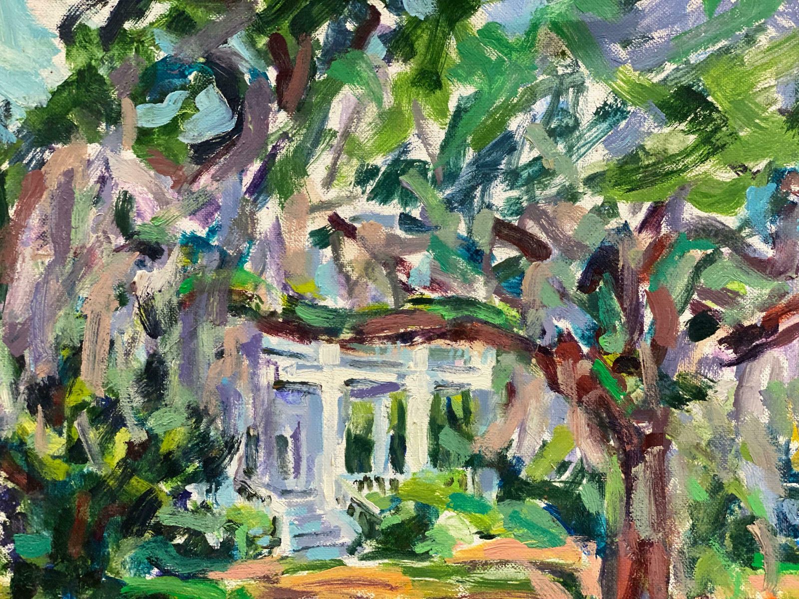 Douglas Stuart Allenlarge French Impressionist Oil Chateau Parkland Gardens20th Century photo for sale