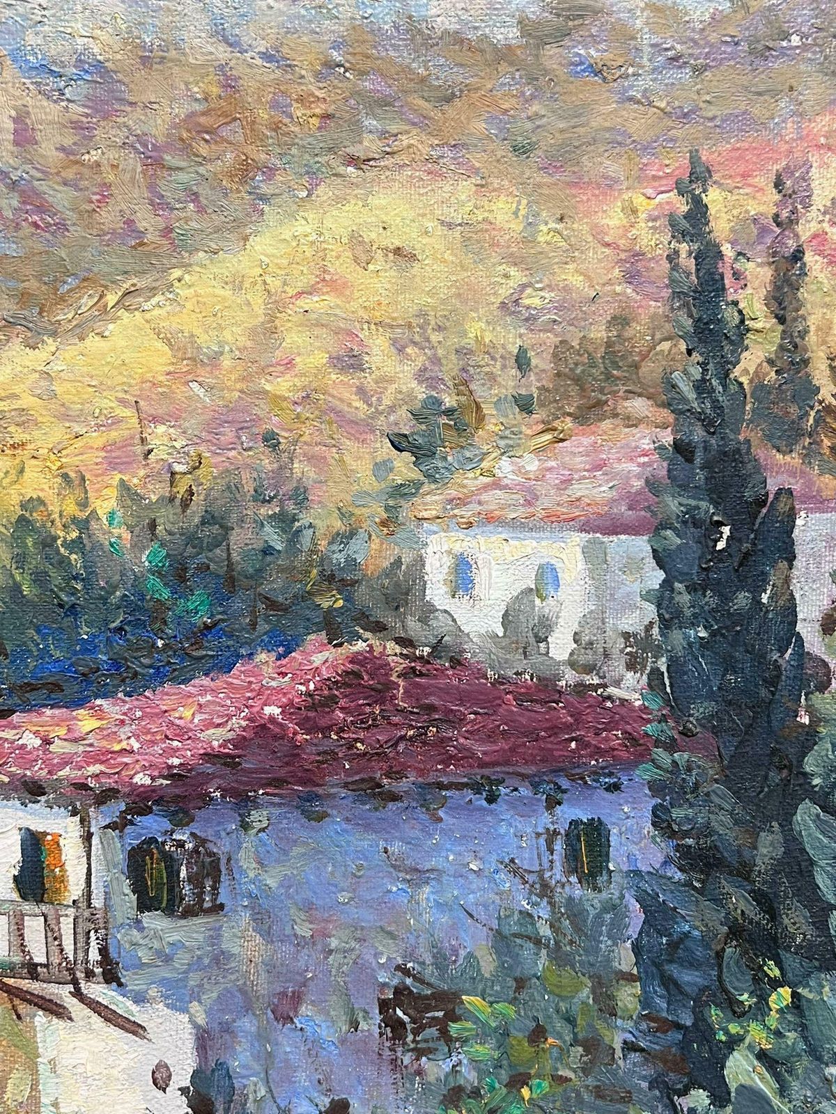 French Schoolfrench Impressionist Signed Oil Painting Provencal Landscape With Stone House20th photo for sale