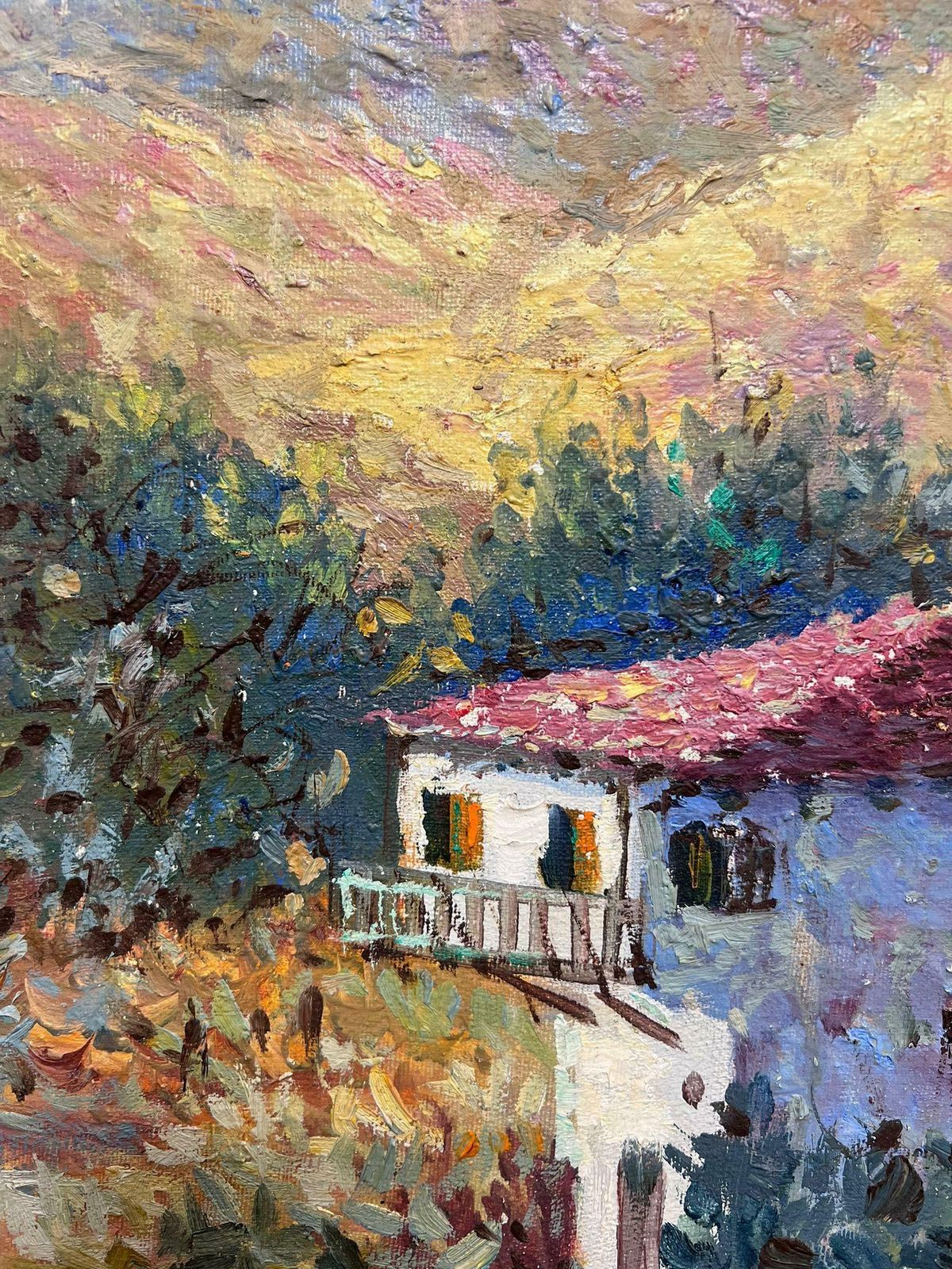 French Schoolfrench Impressionist Signed Oil Painting Provencal Landscape With Stone House20th photo vinterior