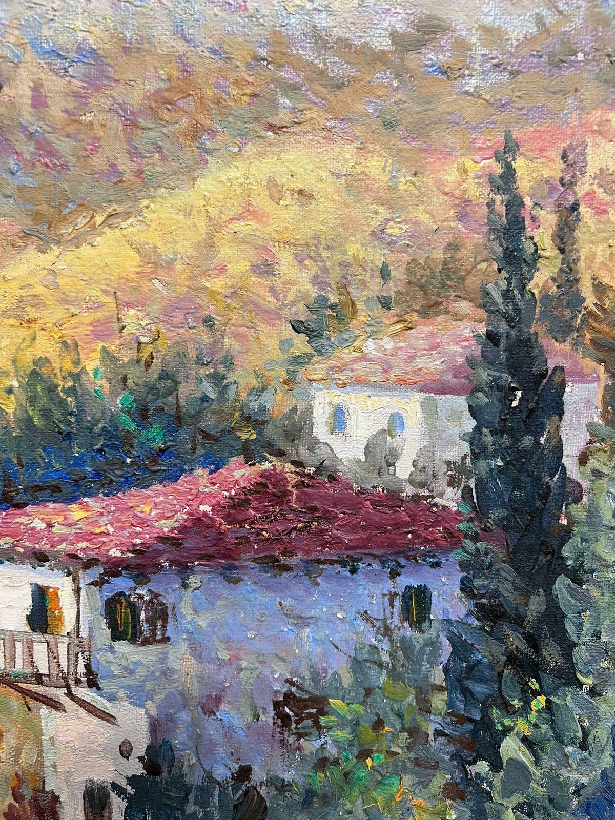 French Schoolfrench Impressionist Signed Oil Painting Provencal Landscape With Stone House20th photo buy