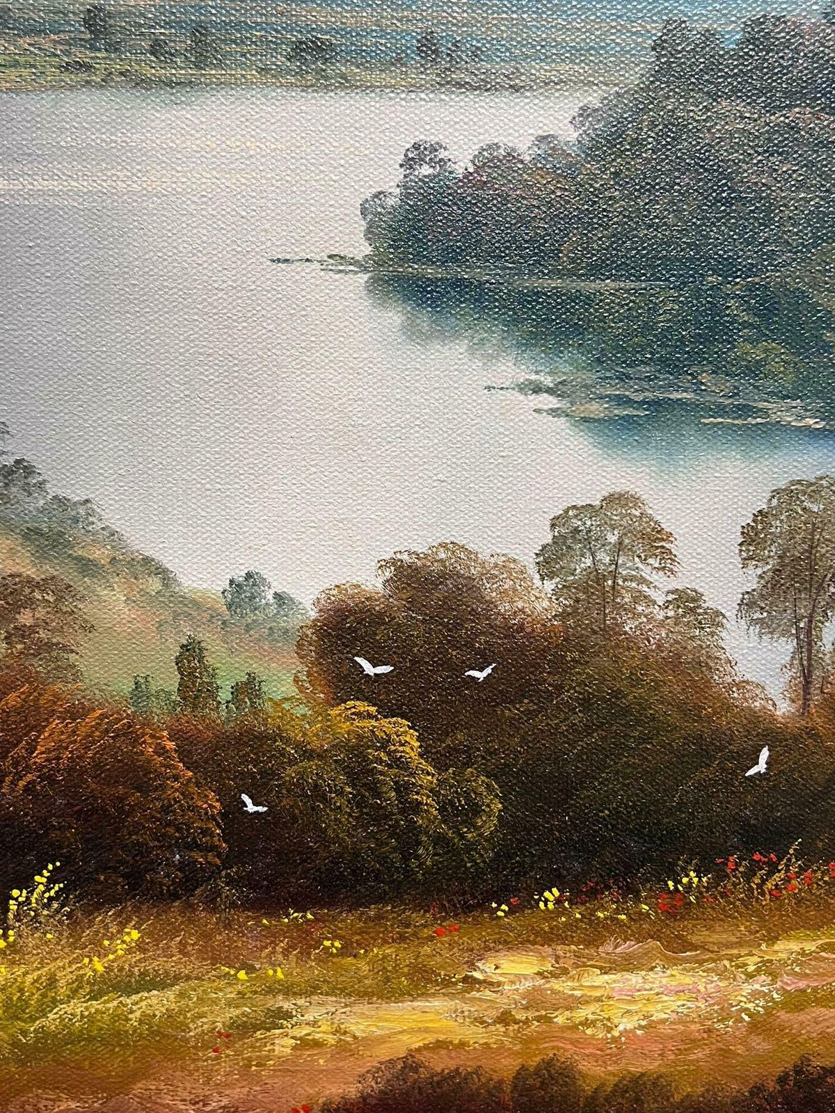 Andrew Grant Kurtislarge Traditional English River Woodland Landscape Signed Oil Painting Framed20th Century photo vinterior