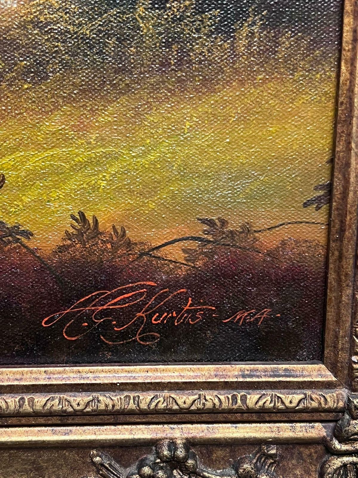 Andrew Grant Kurtislarge Traditional English River Woodland Landscape Signed Oil Painting Framed20th Century photo buy
