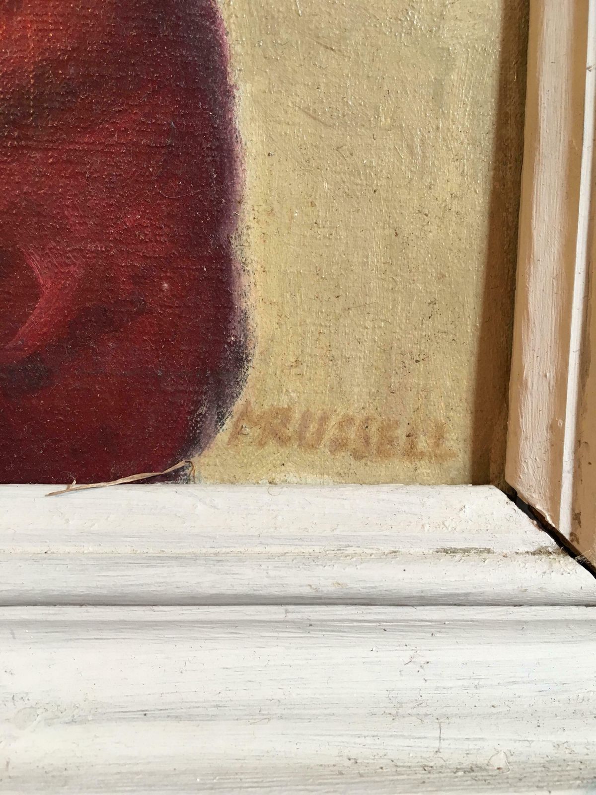 Unknowngirl In Red, Impressionist Portrait, Oil Painting, Signed C.1950s photo for sale