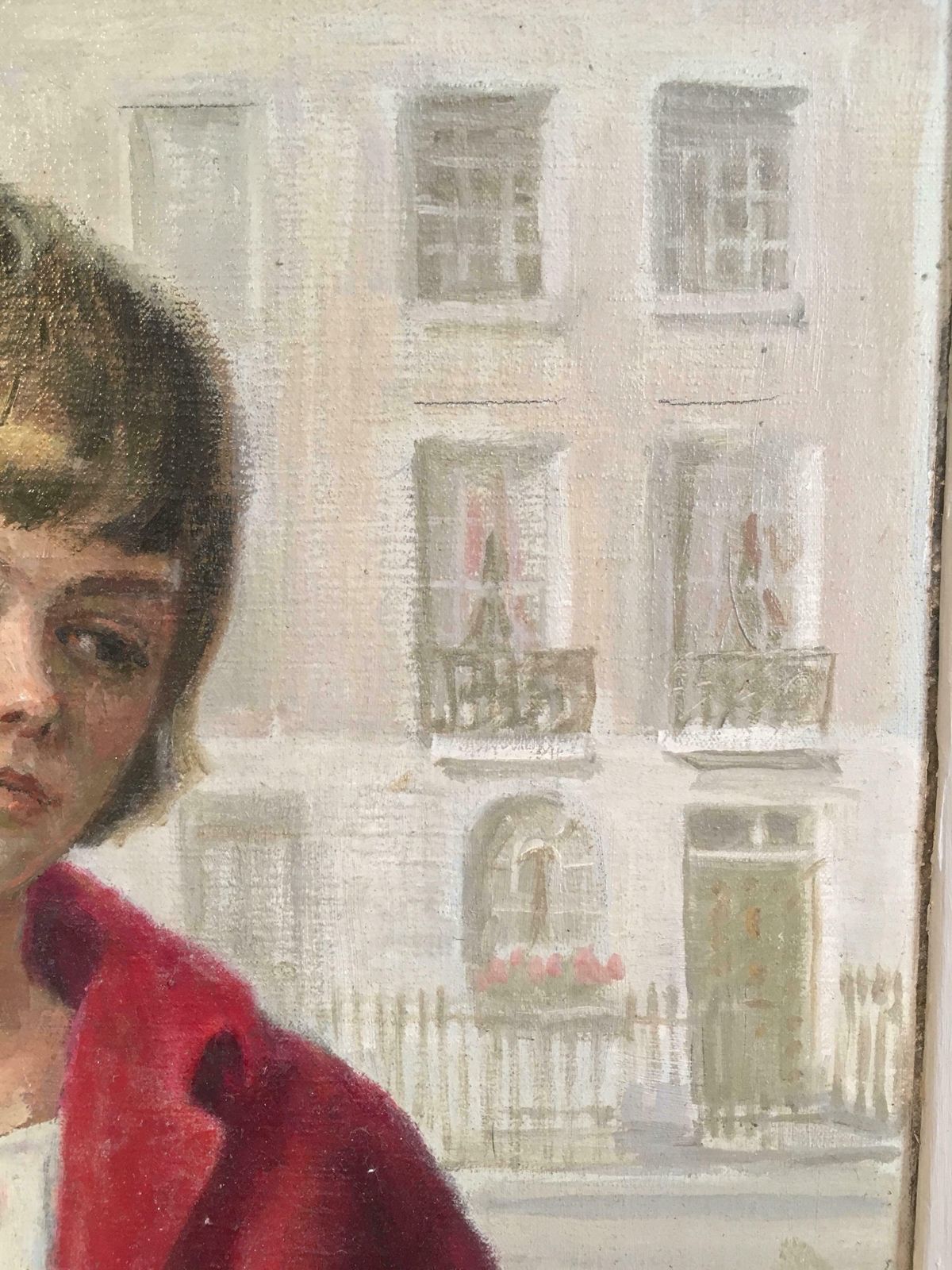 Unknowngirl In Red, Impressionist Portrait, Oil Painting, Signed C.1950s photo buy